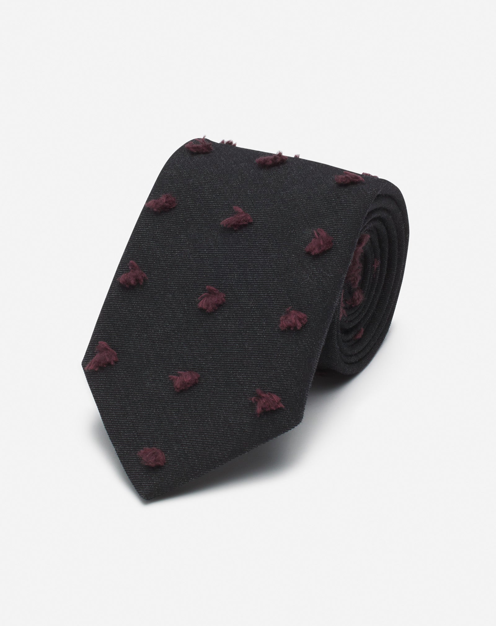 BLUE LANVIN WOVEN WOOL TIE WITH MAXI POLKA DOTS