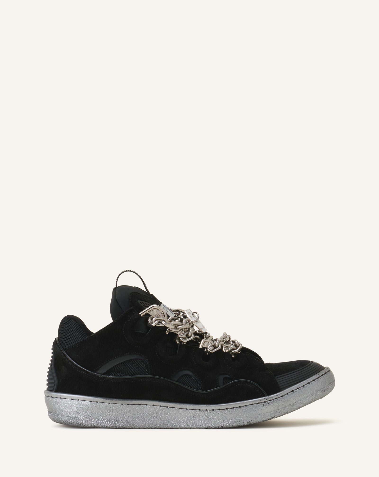 Curb Sneakers Id Chaîne En Suède Black | Lanvin