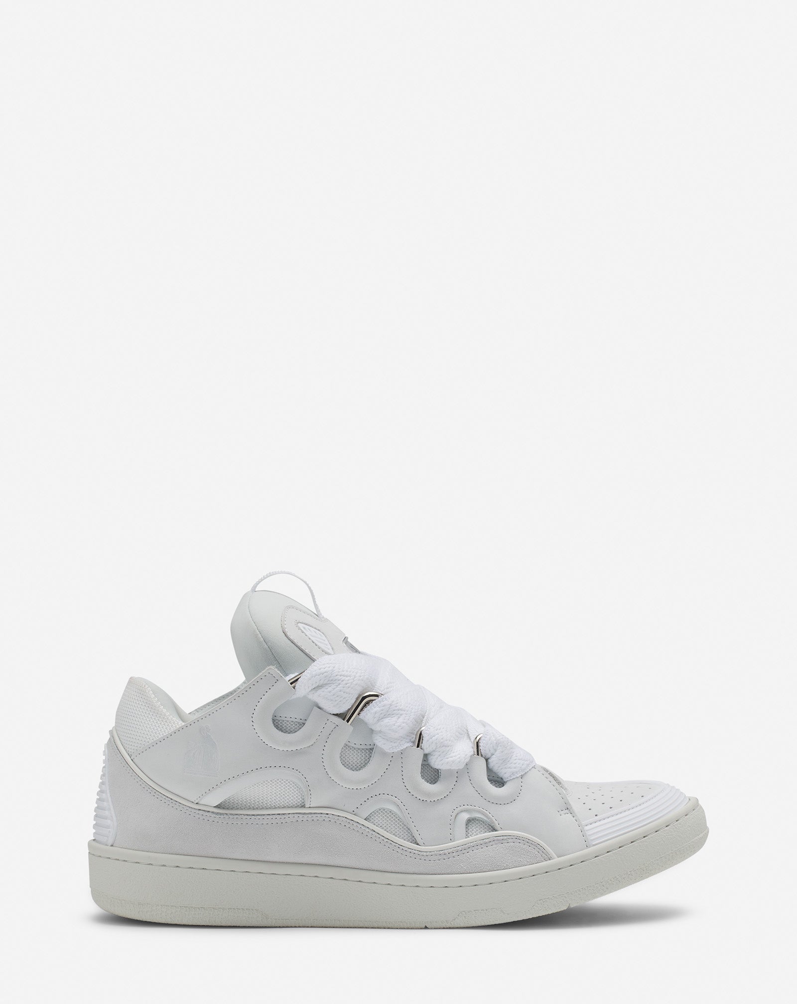 靴 lanvins size 28cm grey white White Leather Curb Sneakers | Lanvin