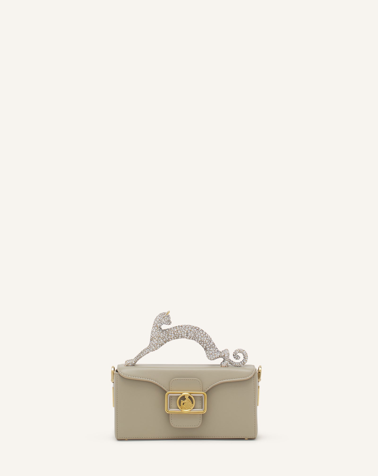 PENCIL CAT NANO BAG IN LEATHER AND RHINESTONES