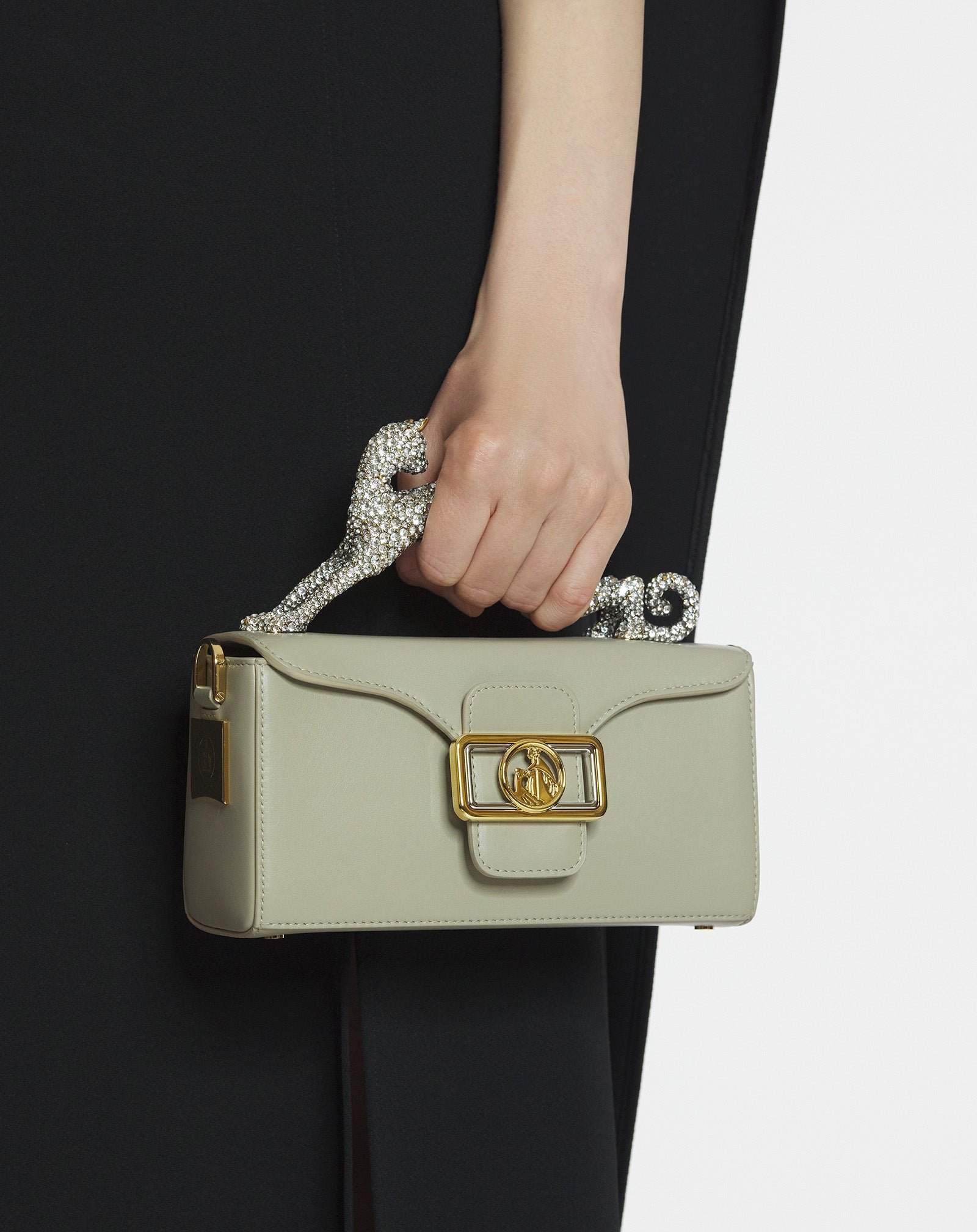 NANO PENCIL CAT BAG IN LEATHER AND RHINESTONES