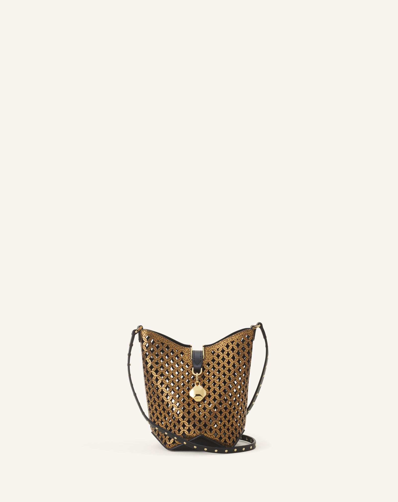 CATCH BY LANVIN NANO BUCKET BAG IN SHINY LEATHER