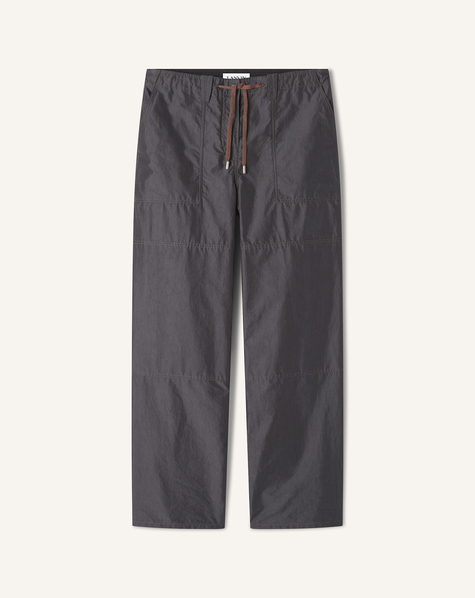 BLACK WIDE-LEG CHAMBRAY PANTS