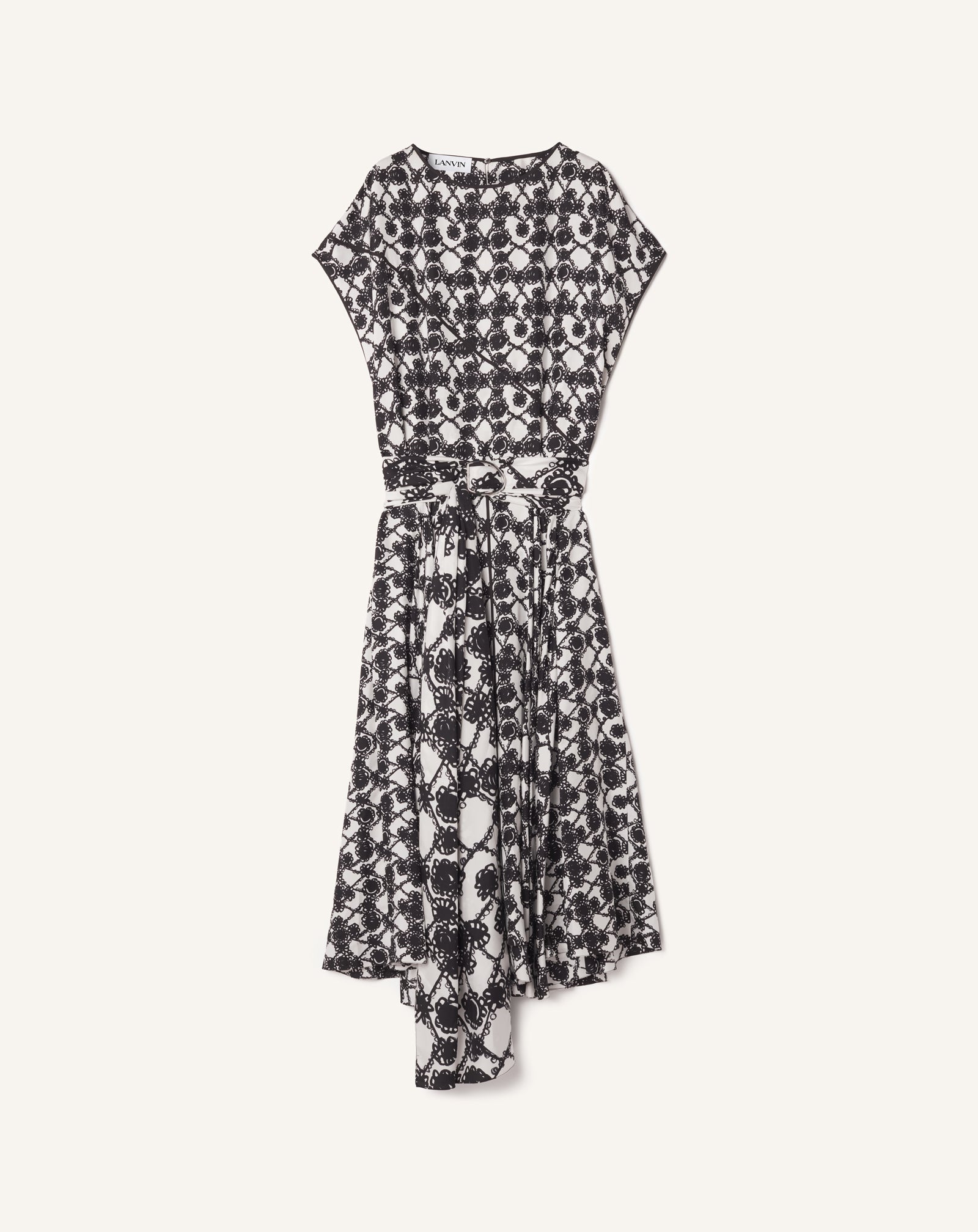 PRINTED SILK DRAPED DRESS