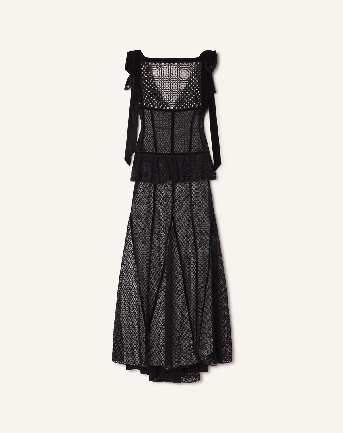 EMBROIDERED LACE HALTER DRESS