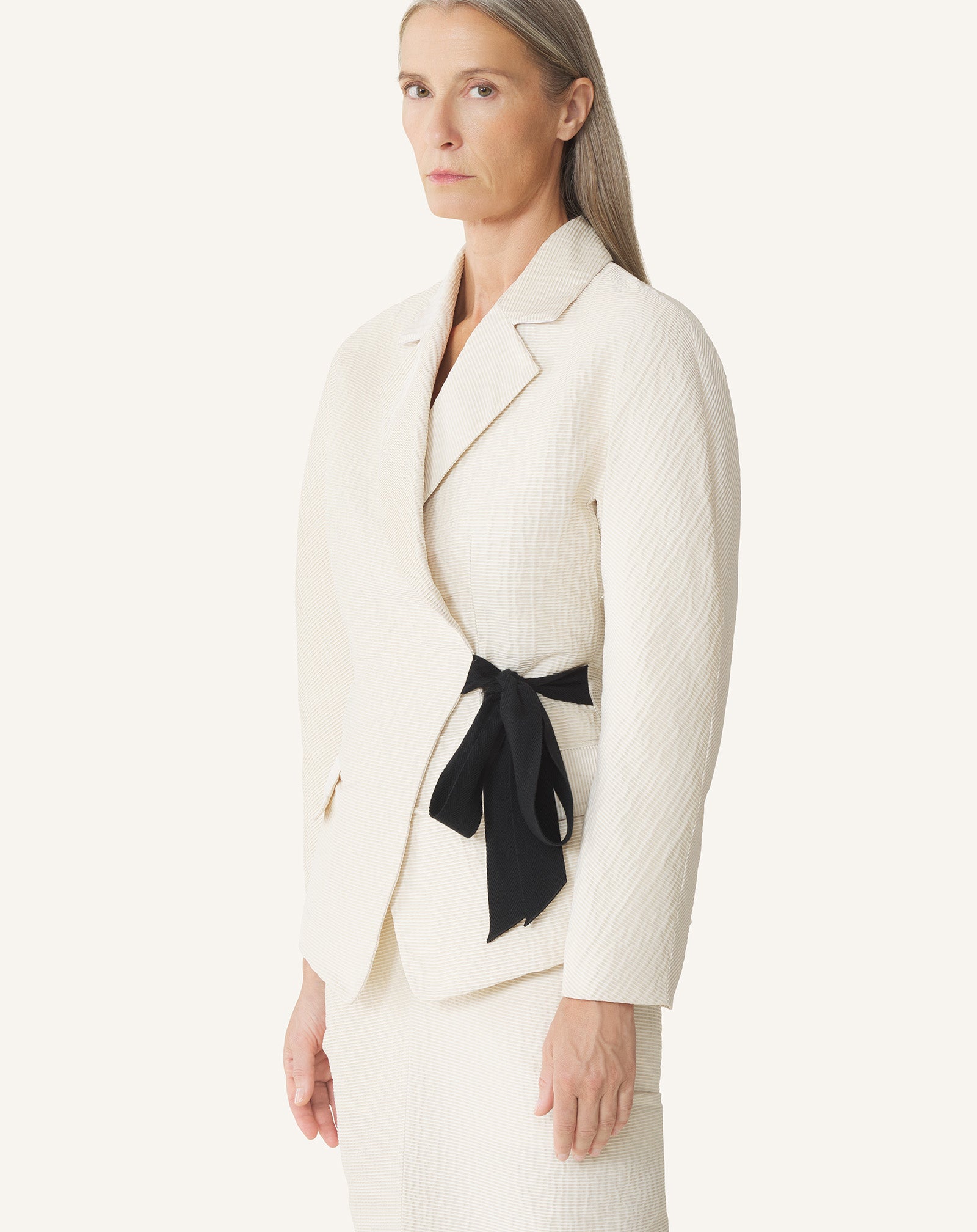 BELTED JACQUARD JACKET