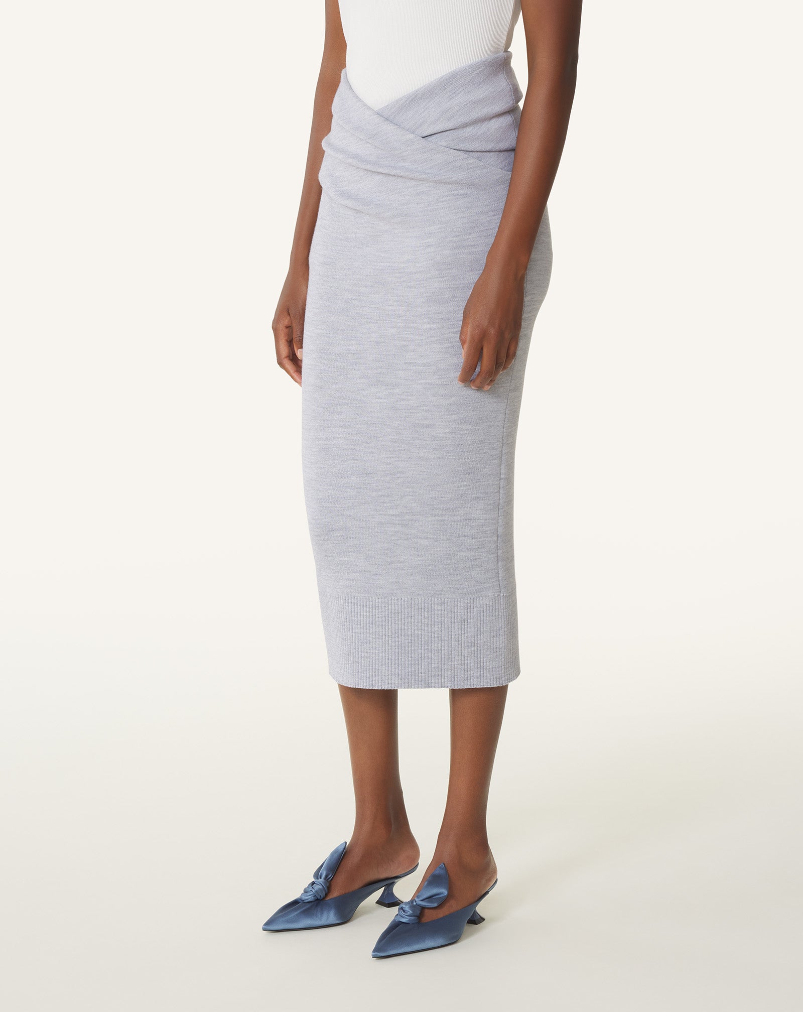 DRAPED MIDI SKIRT IN WOOL