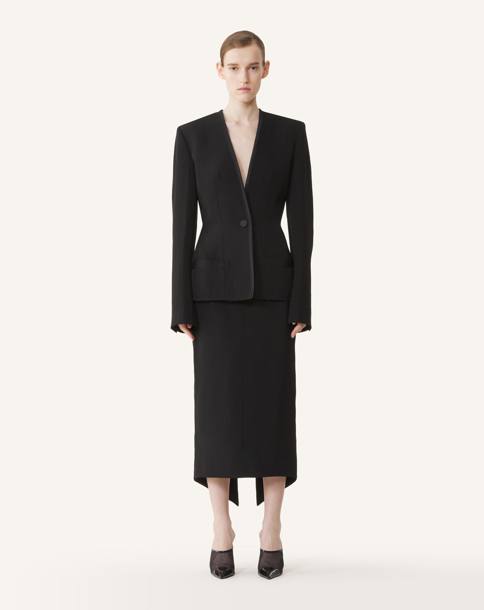 ASYMMETRICAL MIDI SKIRT IN SILK AND VISCOSE