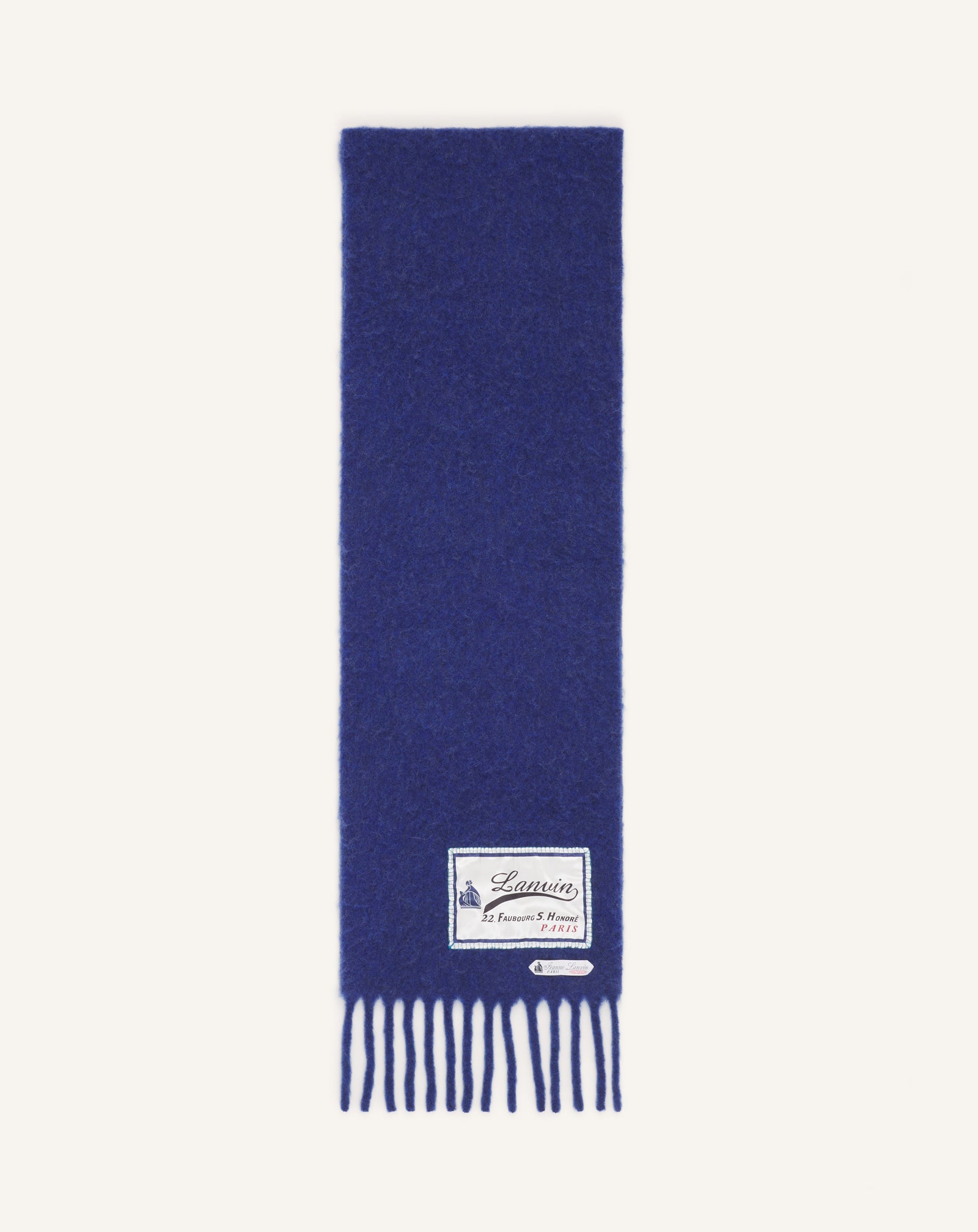 FRINGED WOOL SCARF WITH 22 FAUBOURG LABEL