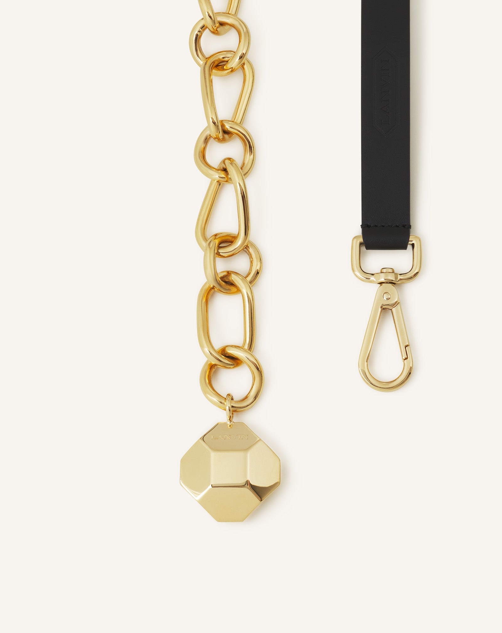 CATCH BY LANVIN LEATHER AND METAL CHAIN BELT
