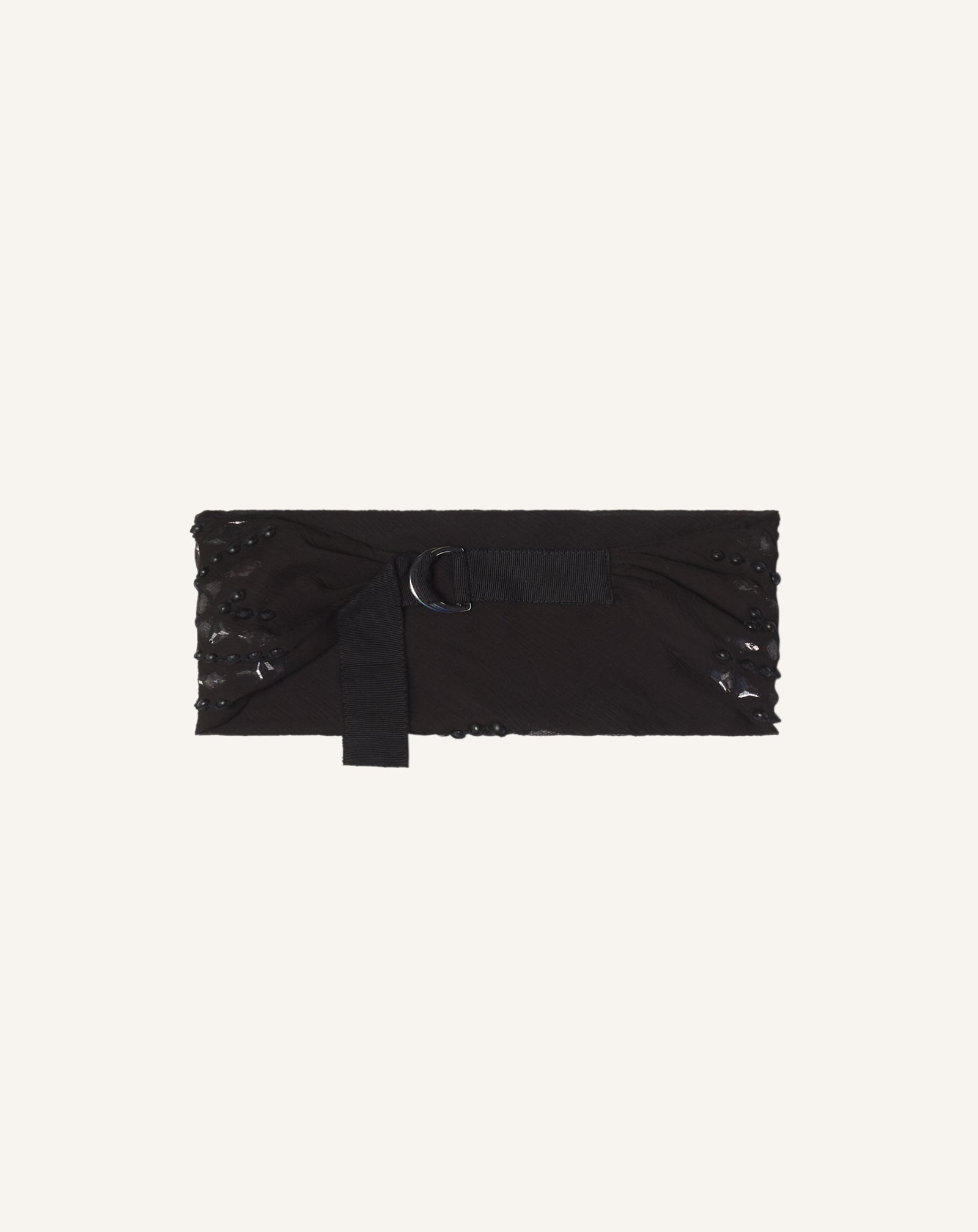 BLACK EMBROIDERED HEADBAND