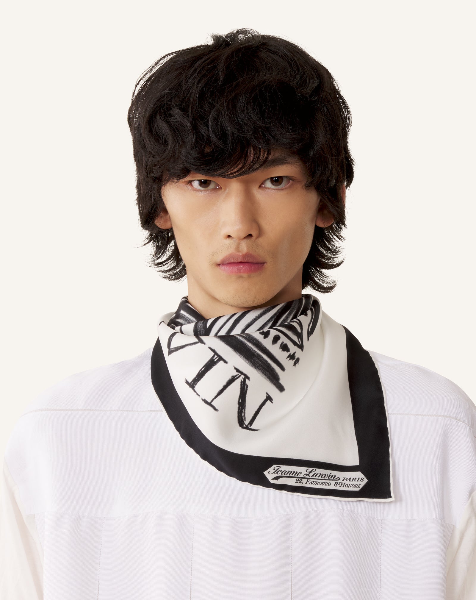 WHITE MOTHER & CHILD PRINTED SILK SCARF