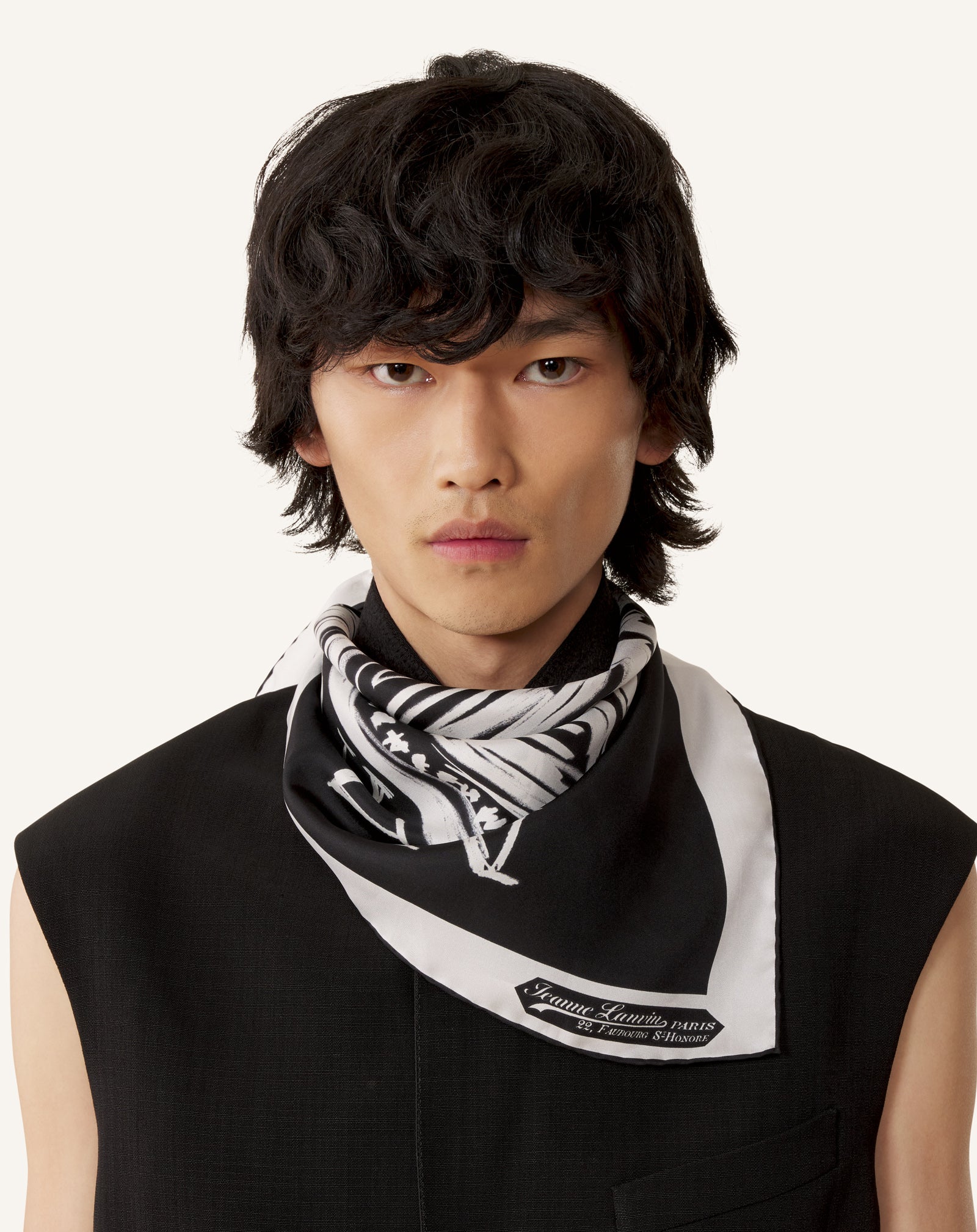 GREY MOTHER & CHILD PRINTED SILK SCARF