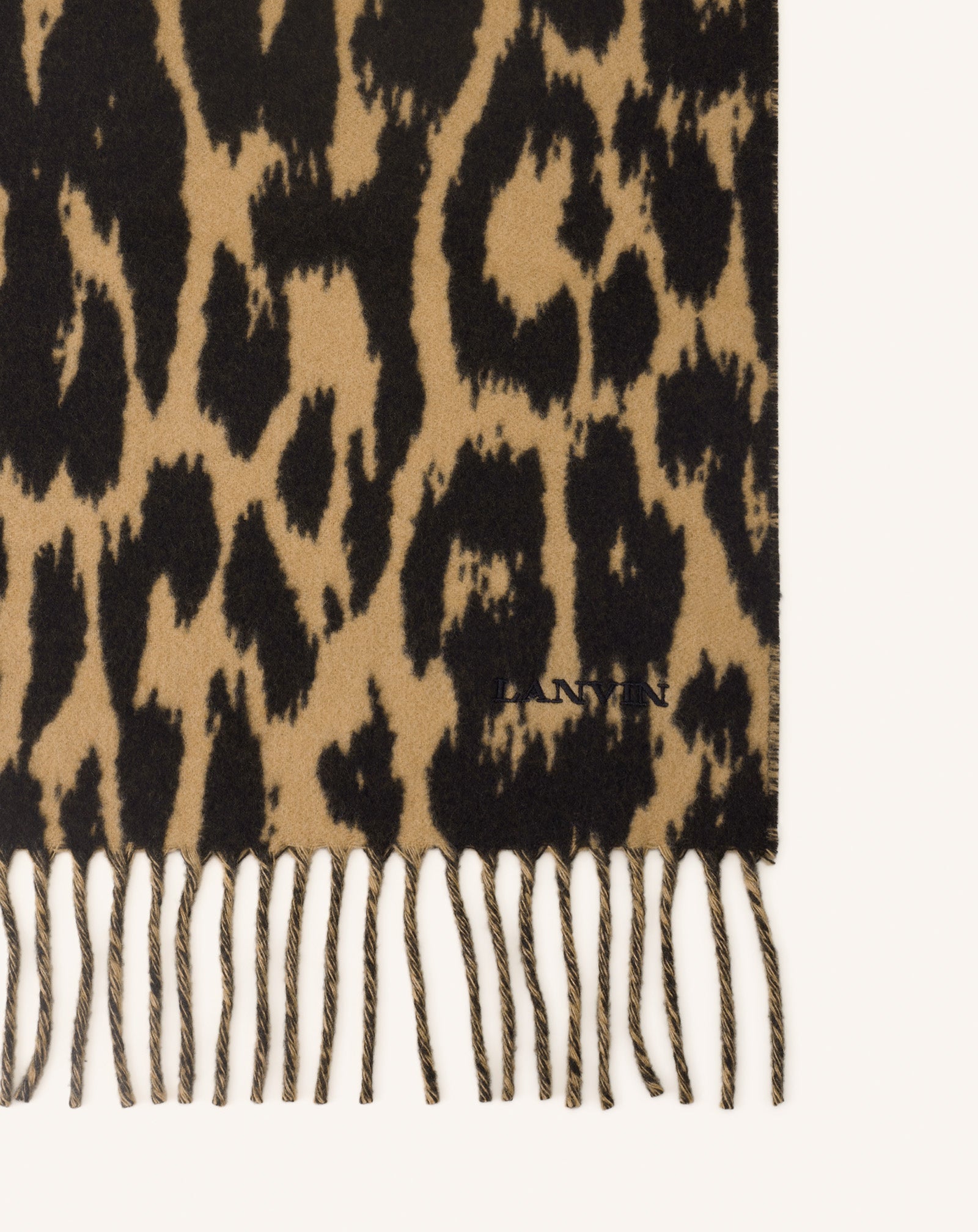 MULTICOLOR LEOPARD PRINT WOOL SCARF