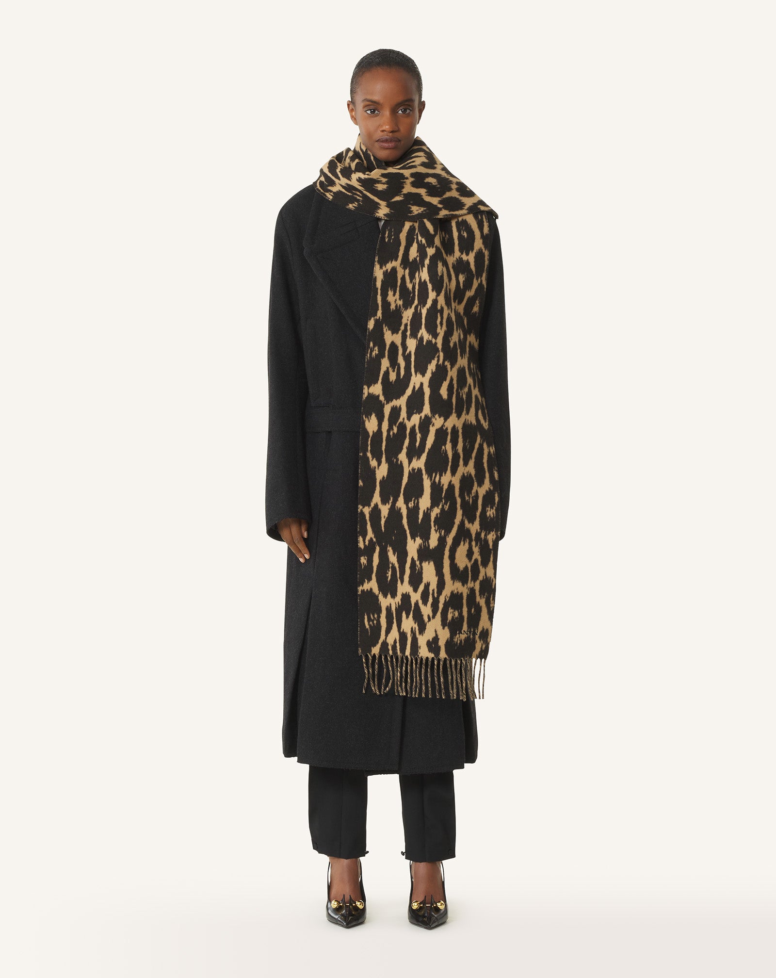 MULTICOLOR LEOPARD PRINT WOOL SCARF