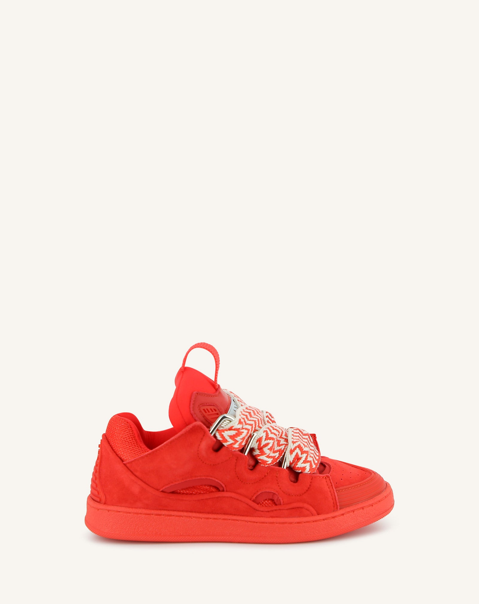 RED LACE-UP TRAINERS