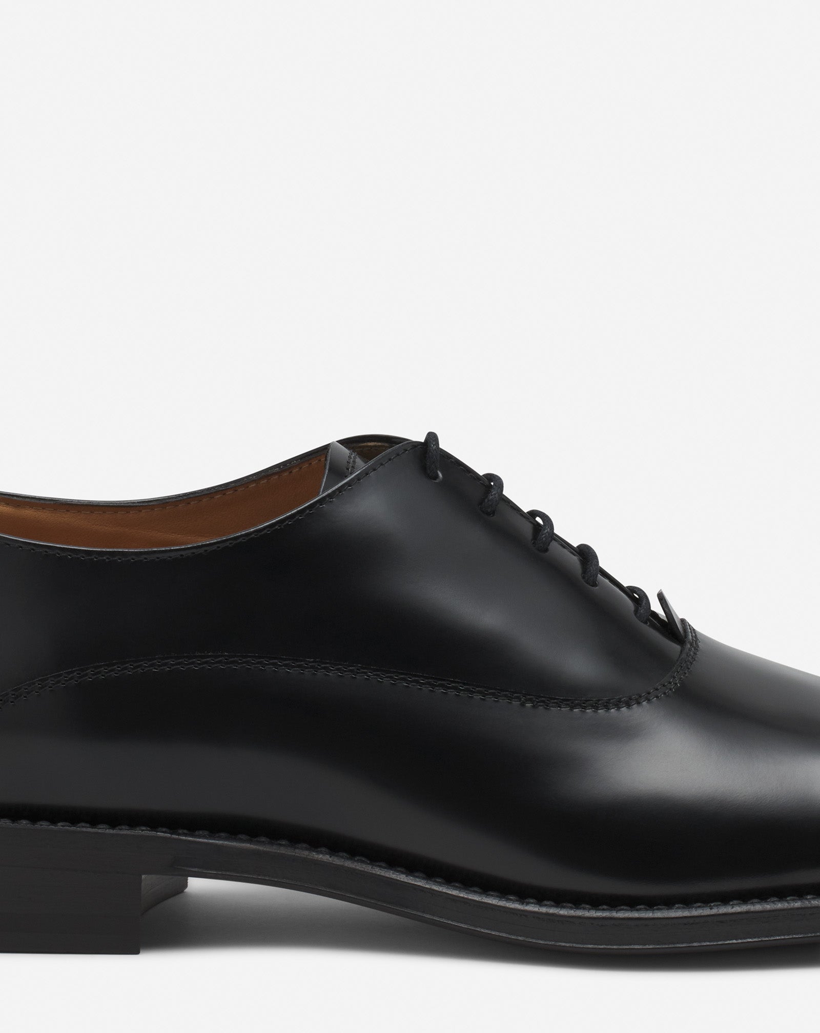 BLACK LANVIN SIGNATURE LEATHER OXFORD SHOES