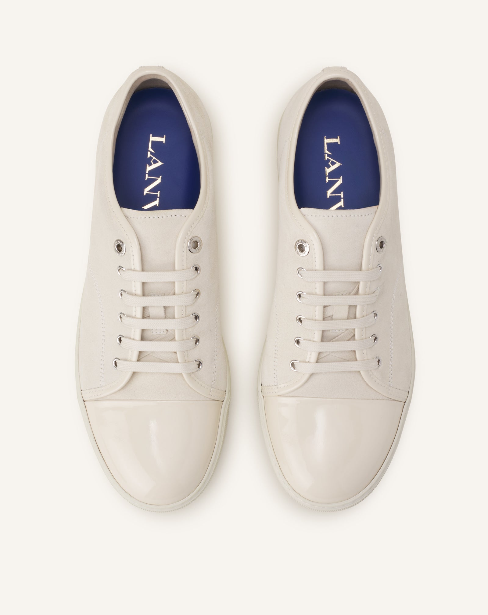 WHITE DBB1 SNEAKERS IN PATENT LEATHER AND SUEDE