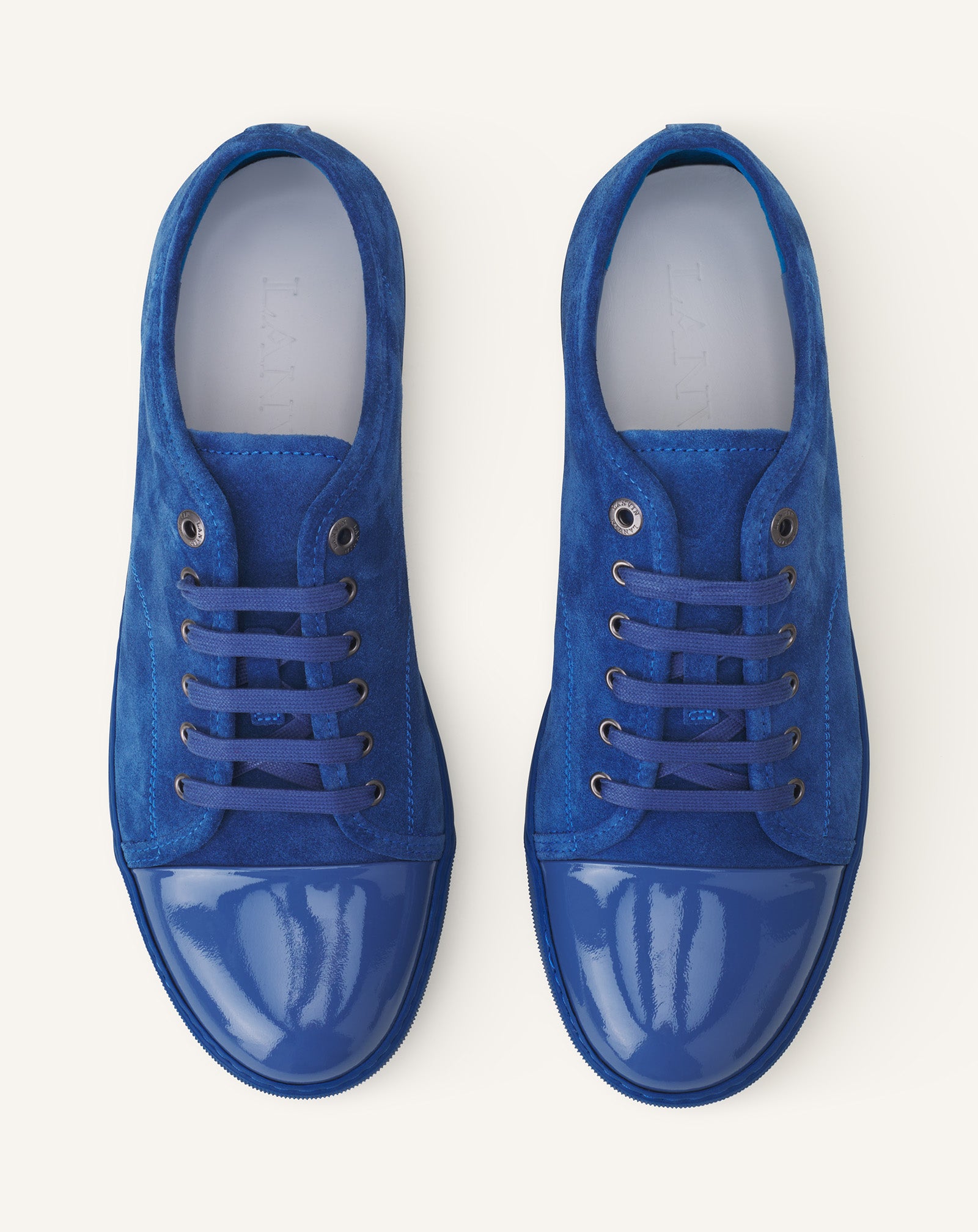 BLUE DBB1 SNEAKERS IN PATENT LEATHER AND SUEDE