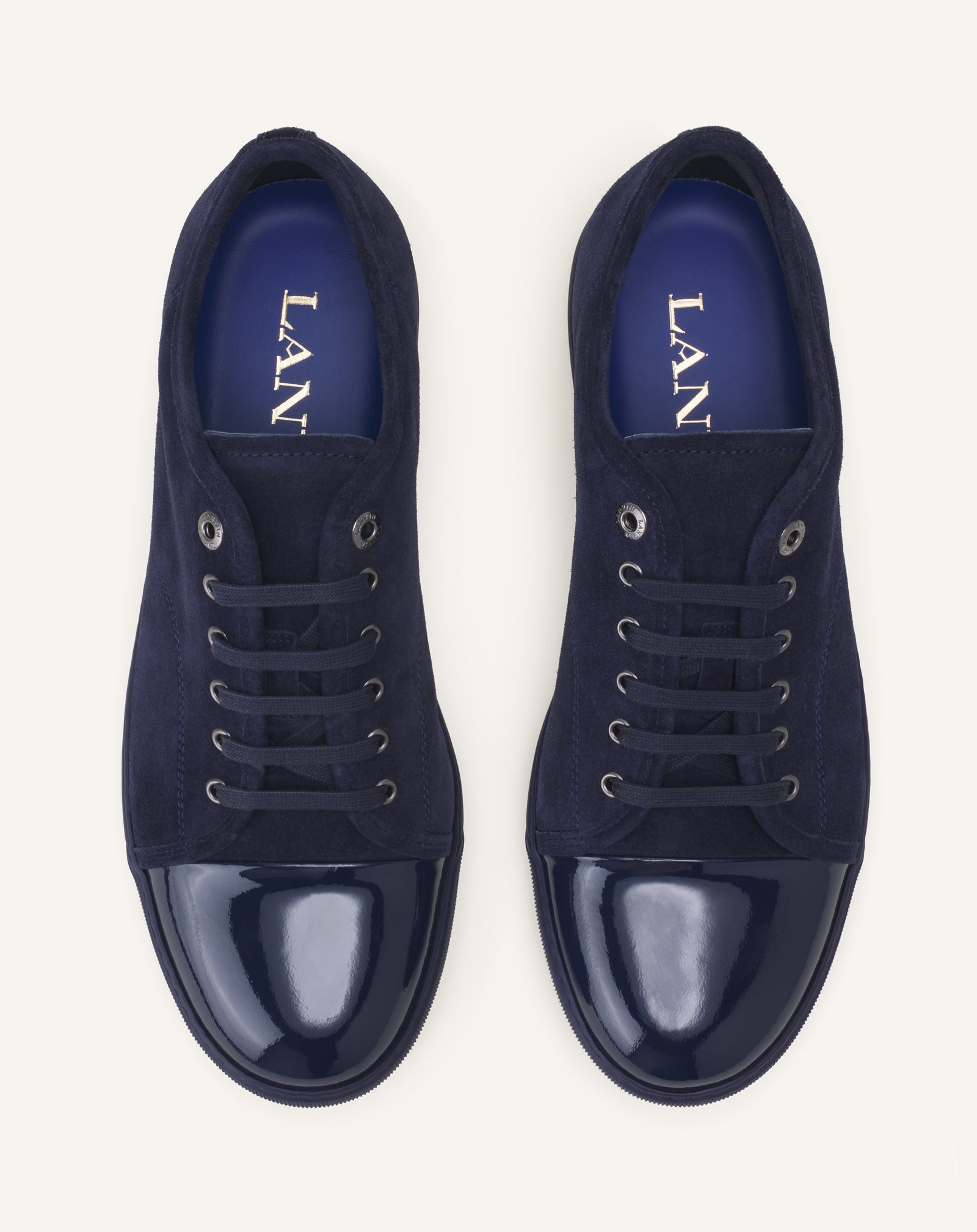 BLUE DBB1 PATENT LEATHER AND SUEDE SNEAKERS