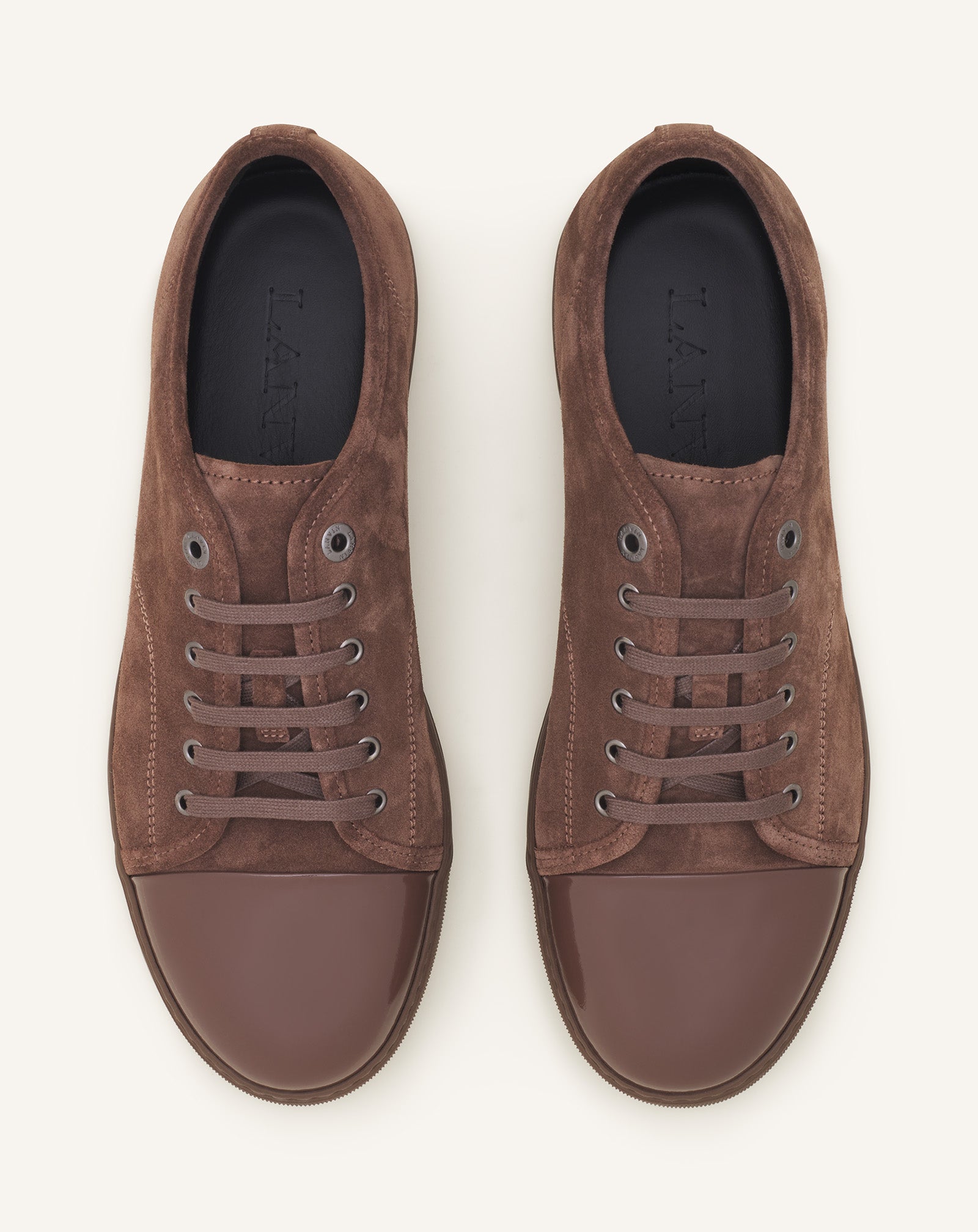 BROWN DBB1 SNEAKERS IN PATENT LEATHER AND SUEDE