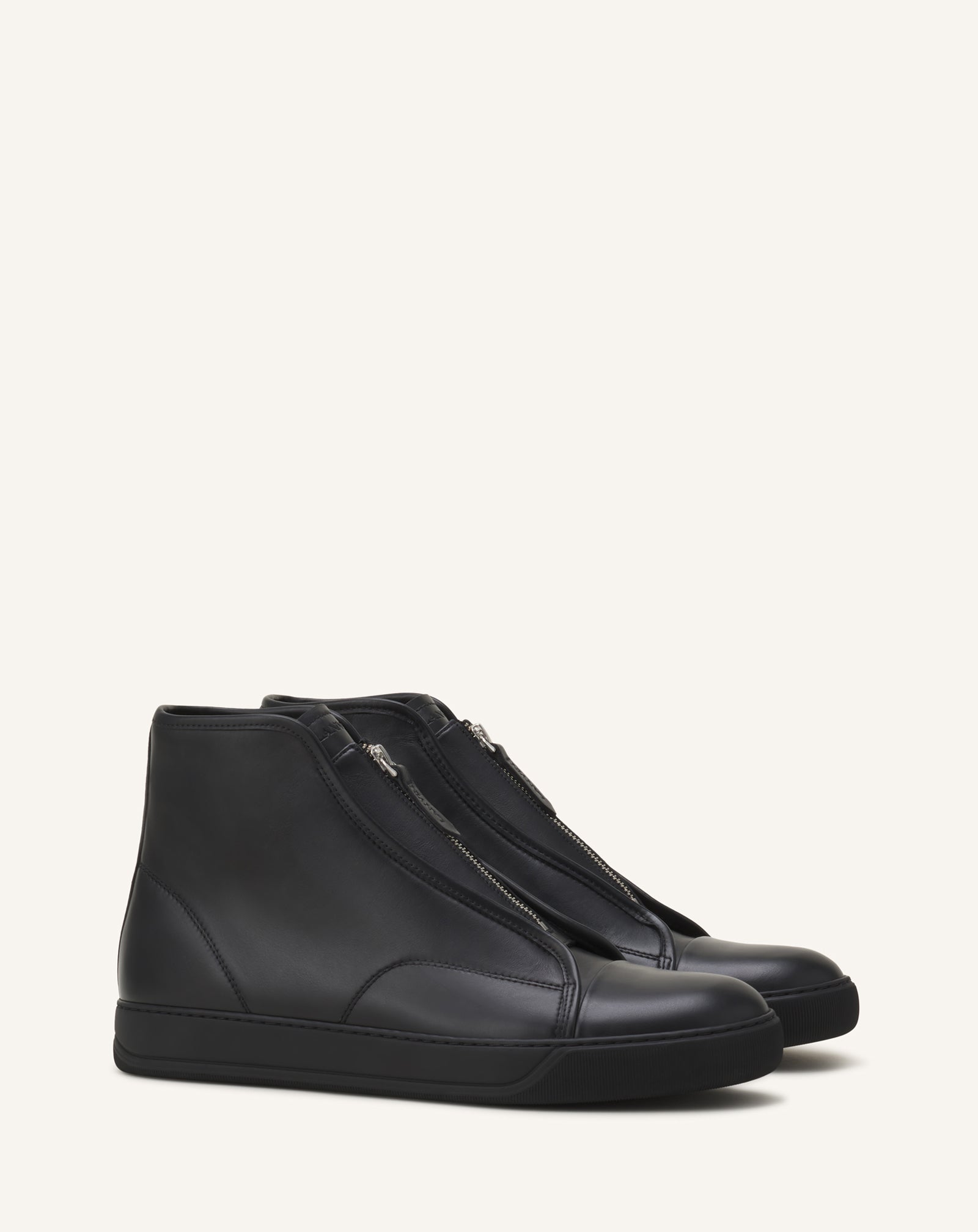 BLACK DBB1 HIGH-TOP SNEAKERS IN LEATHER