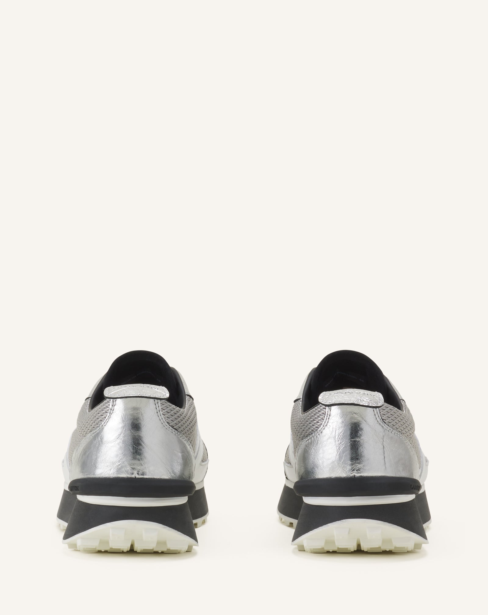 WHITE BUMPR SNEAKERS IN CRINKLED METALLIC LEATHER