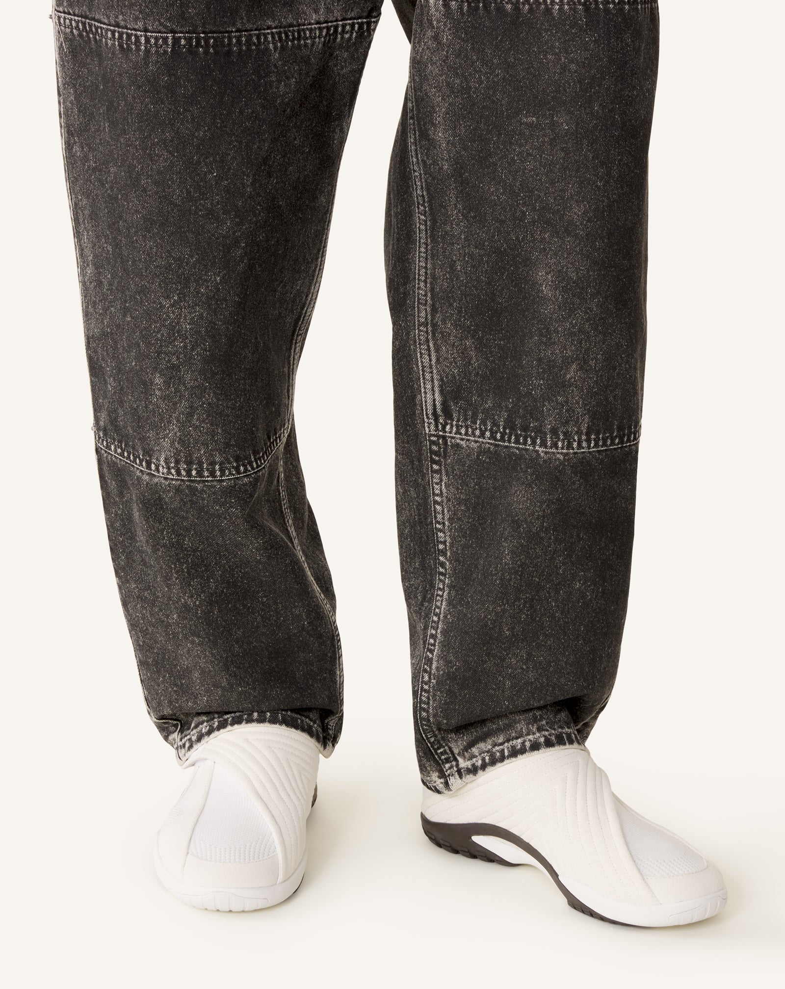 WHITE LNV1 KNIT AND SUEDE SNEAKERS