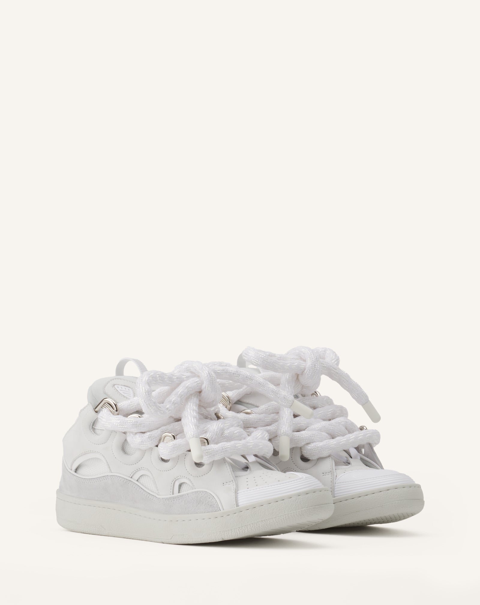 WHITE CURB SNAKE SNEAKERS IN LEATHER