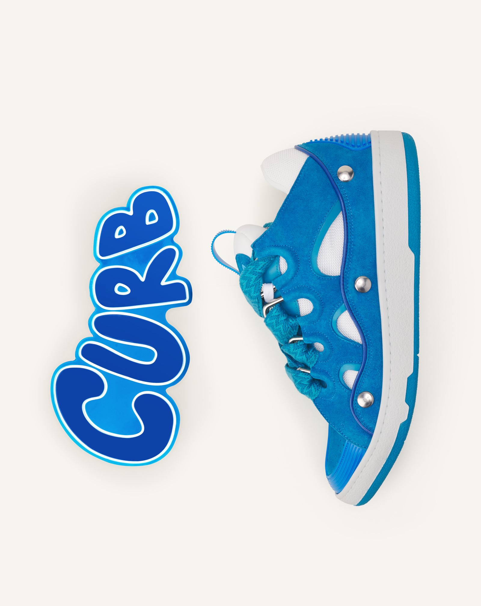 BLUE CURB PATCH  SNEAKERS IN LEATHER