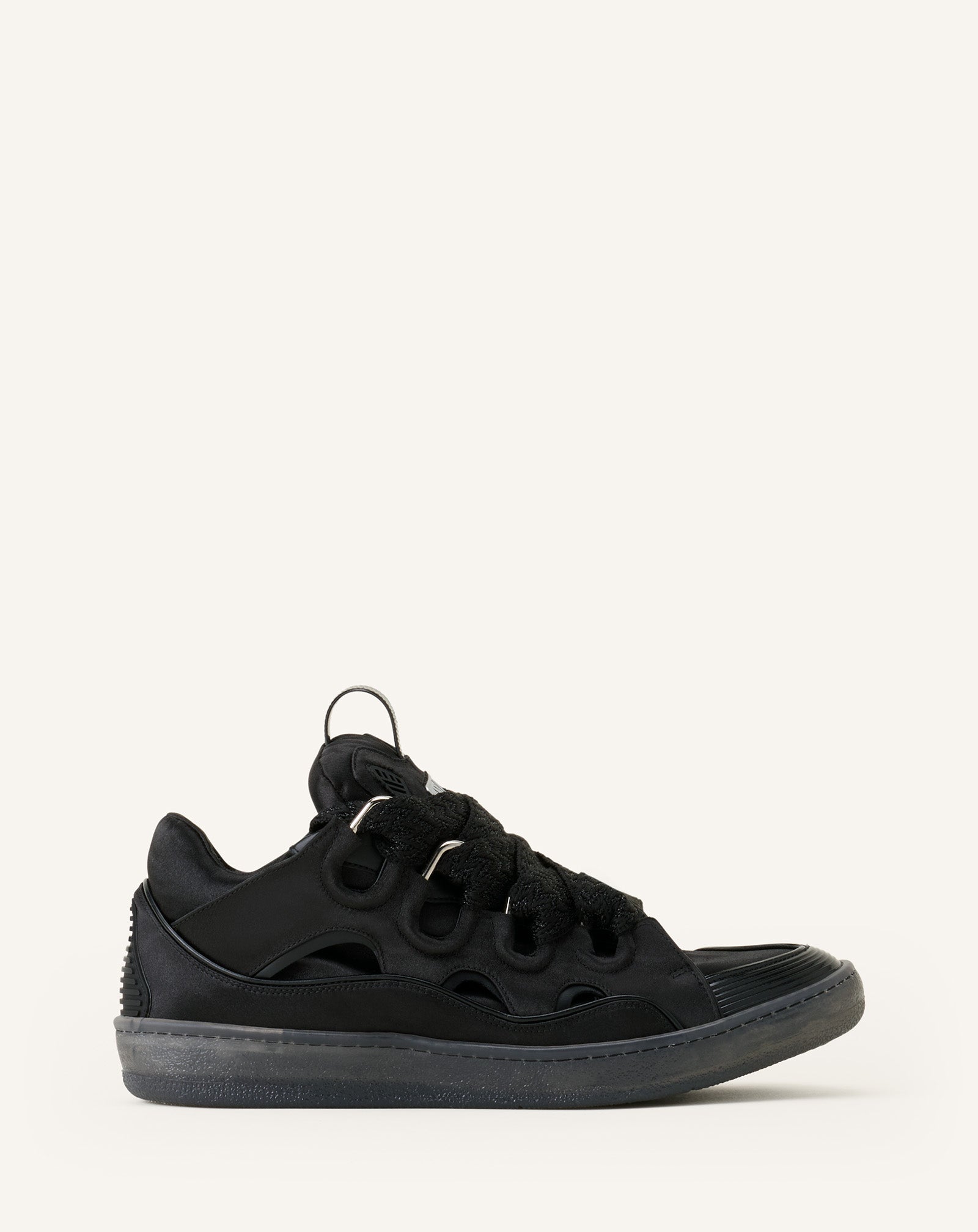 BLACK CURB SNEAKERS IN SATIN