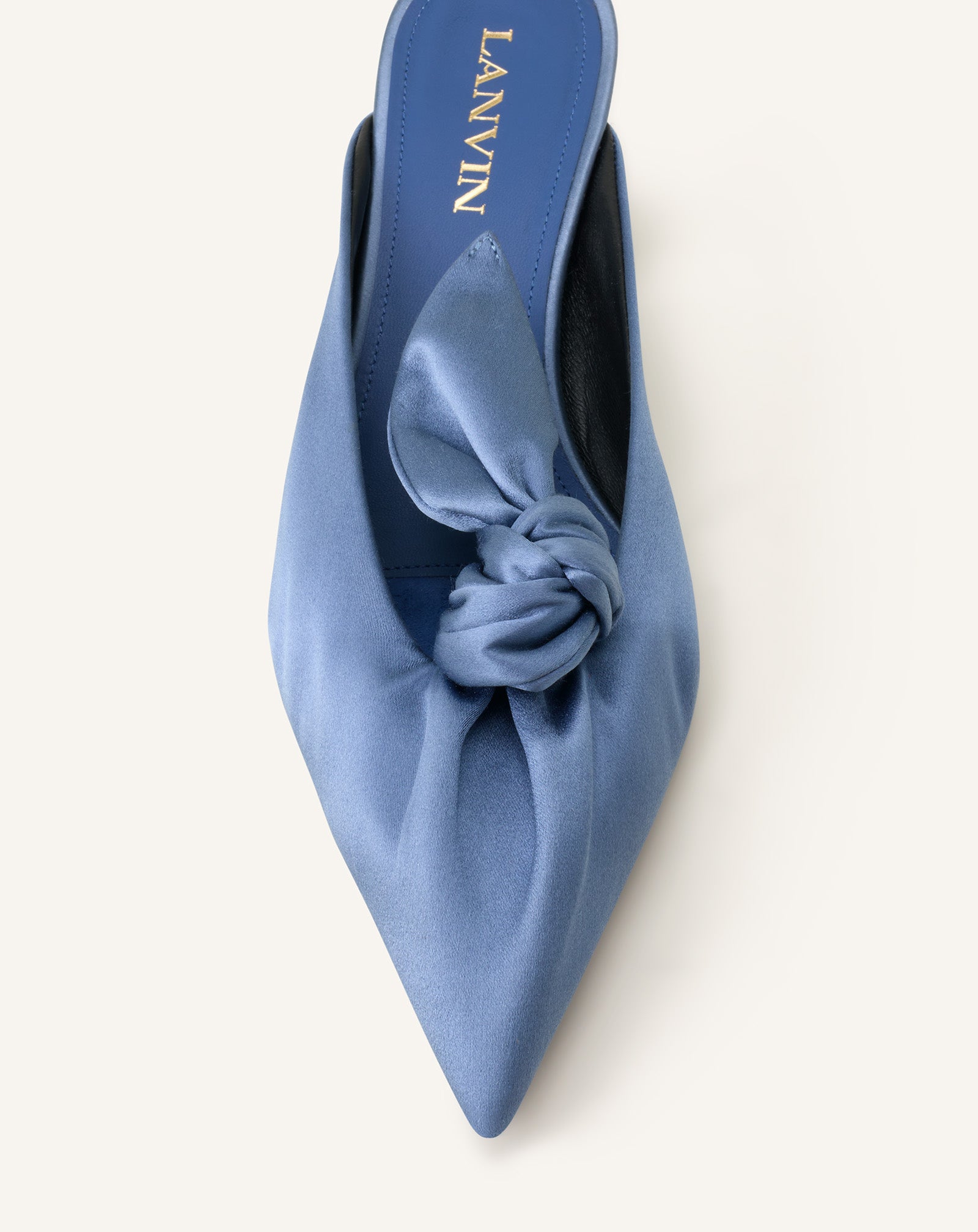 MIDNIGHT STEP HEELED MULES WITH A SATIN BOW