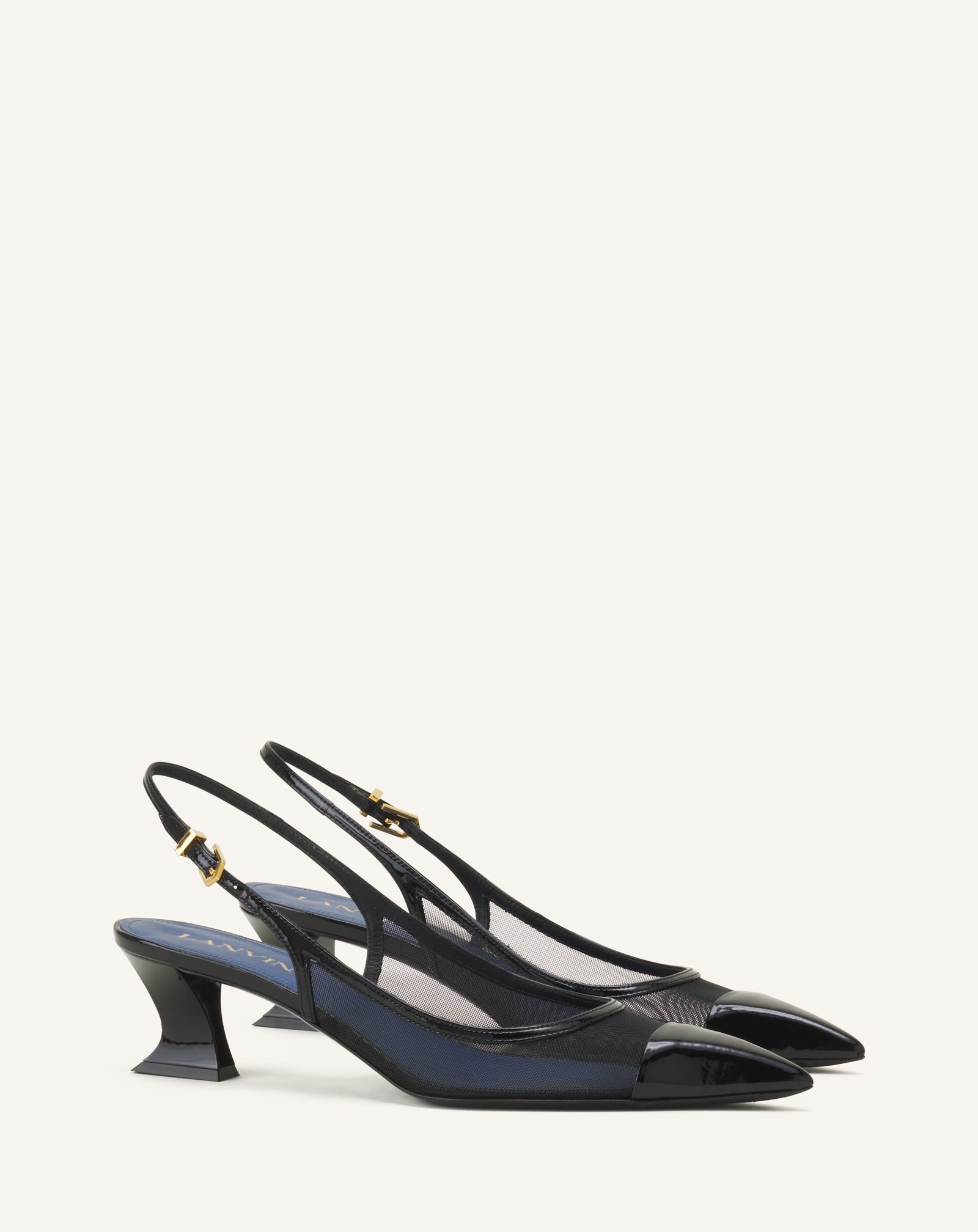 NOCTURNE SLINGBACK IN MESH AND PATENT LEATHER