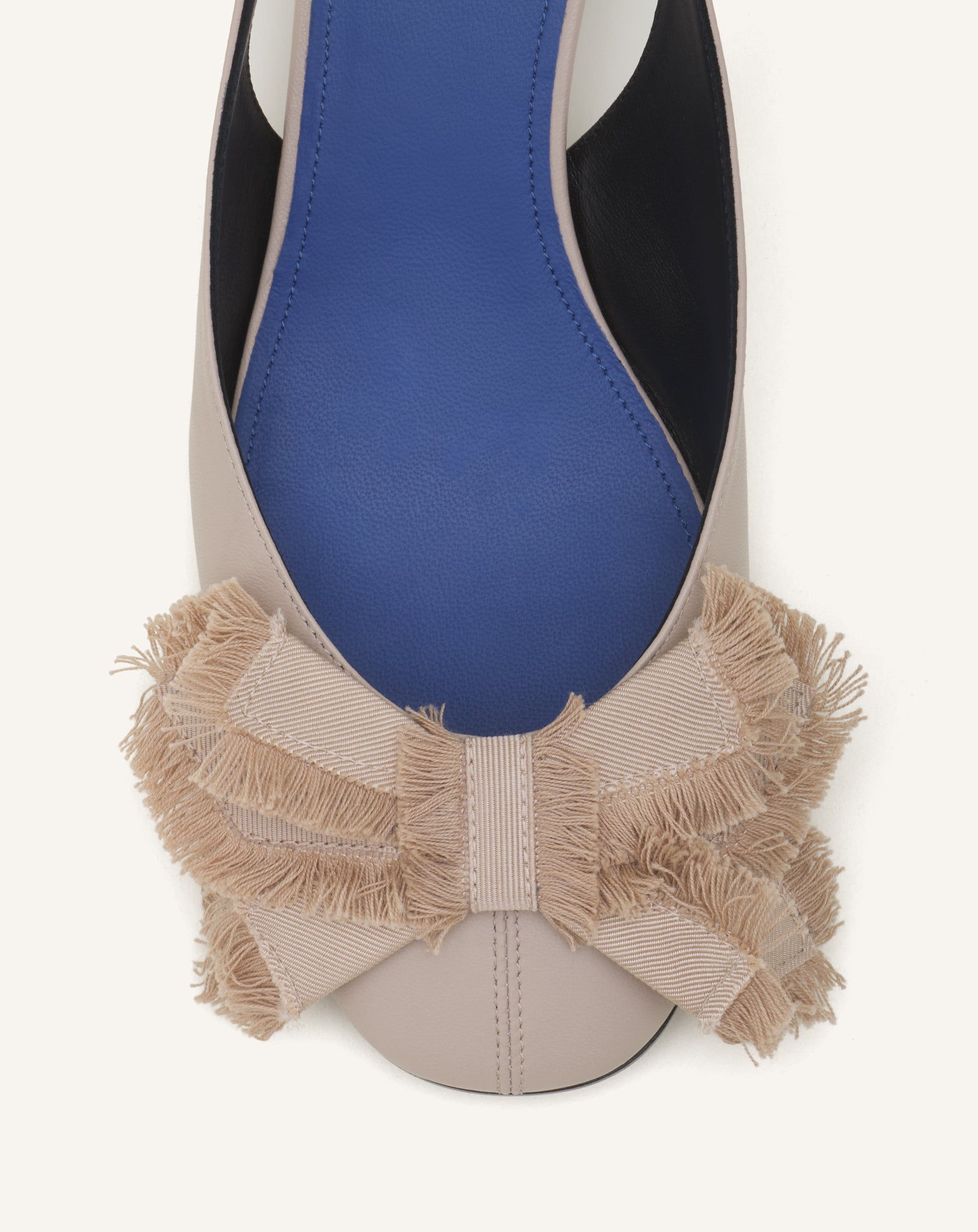 BEIGE HEELED SLINGBACK BALLERINA IN LEATHER