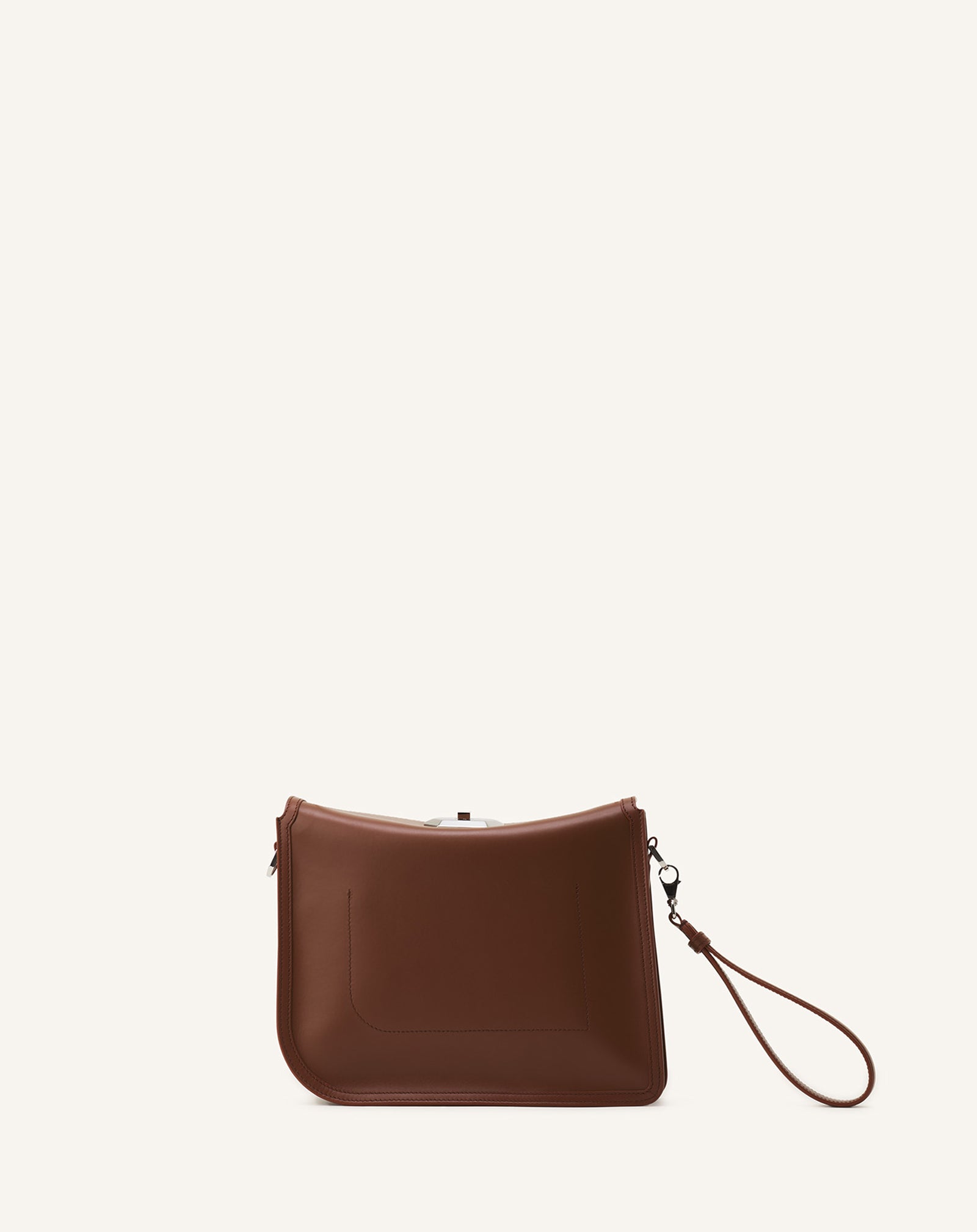 BROWN COMPAGNON CLUTCH BAG IN LEATHER
