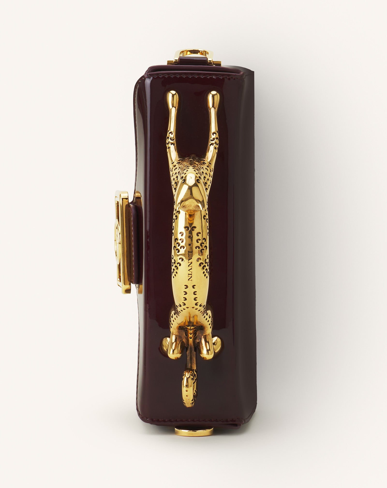 BROWN PENCIL CAT NANO PATENT LEATHER BAG