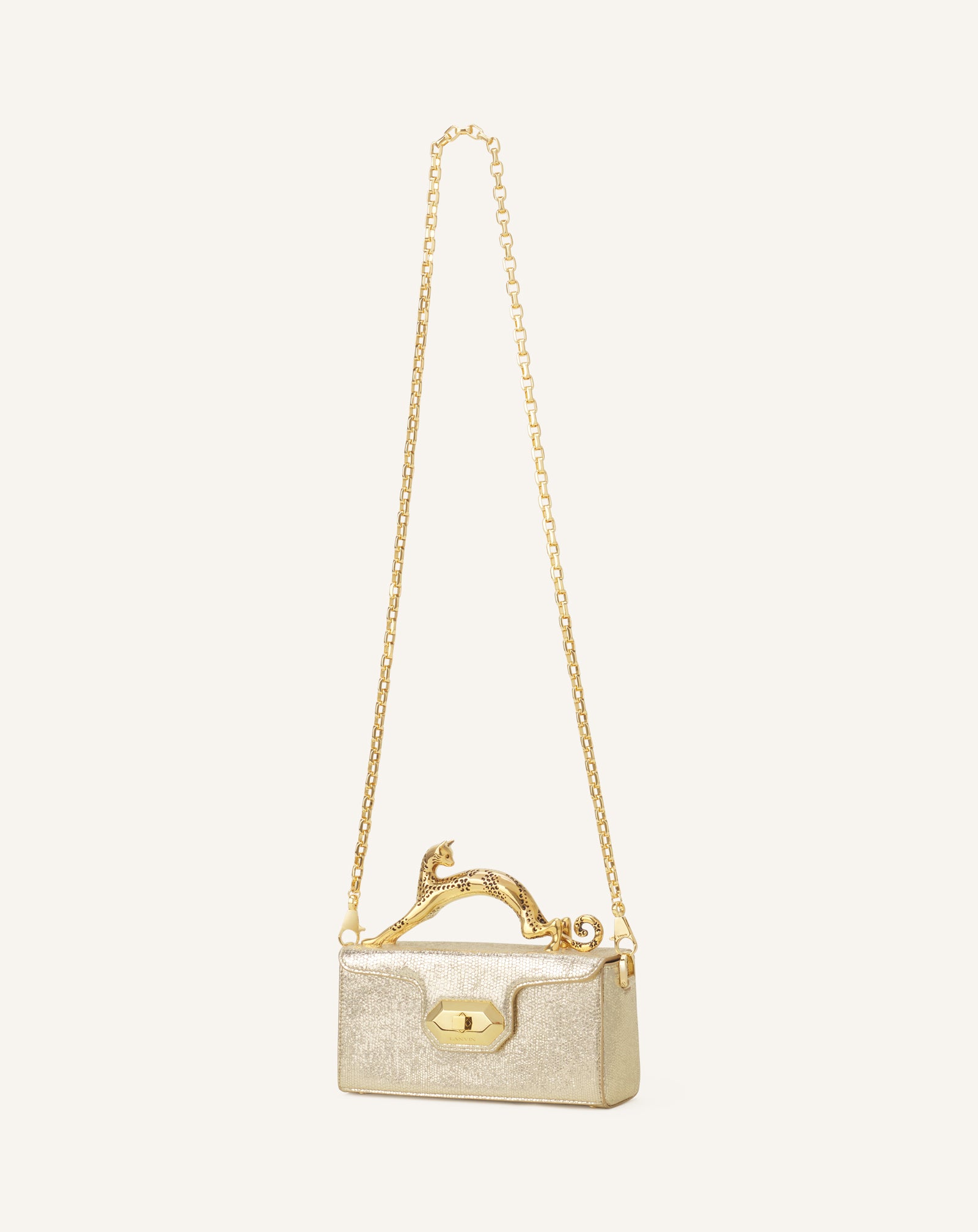 SILVER PENCIL CAT NANO BAG IN CRACKLED METALLIC LEATHER