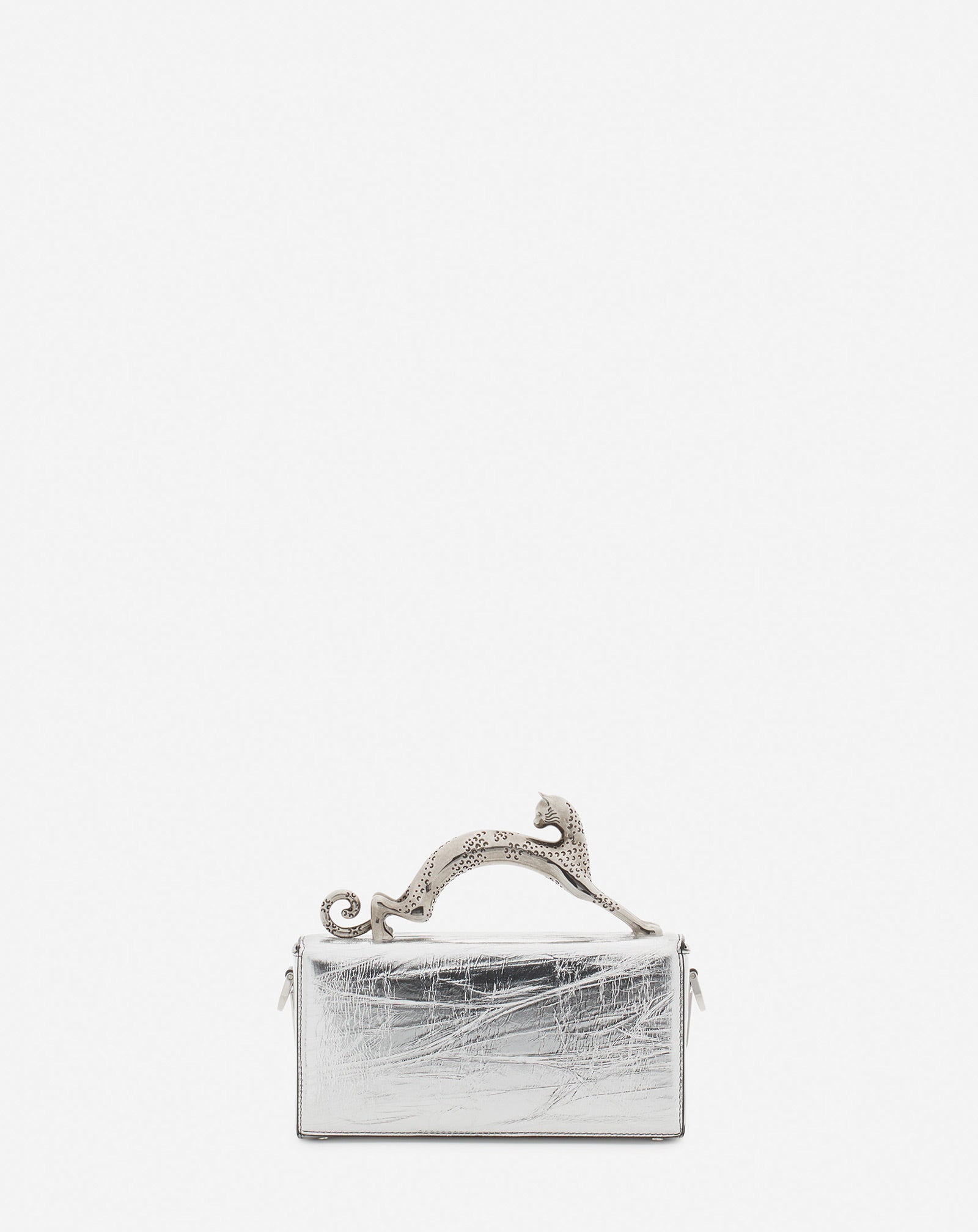 NANO PENCIL CAT BAG IN METALLIC LEATHER