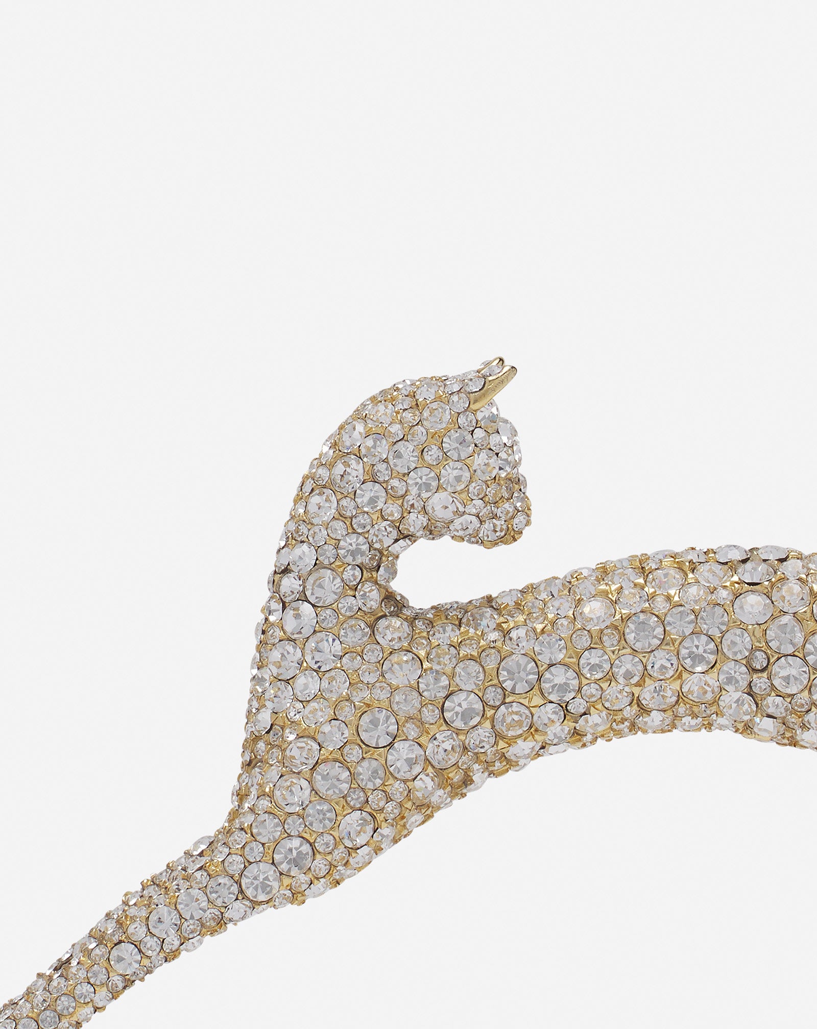 WHITE PENCIL CAT BAG IN LEATHER AND RHINESTONES