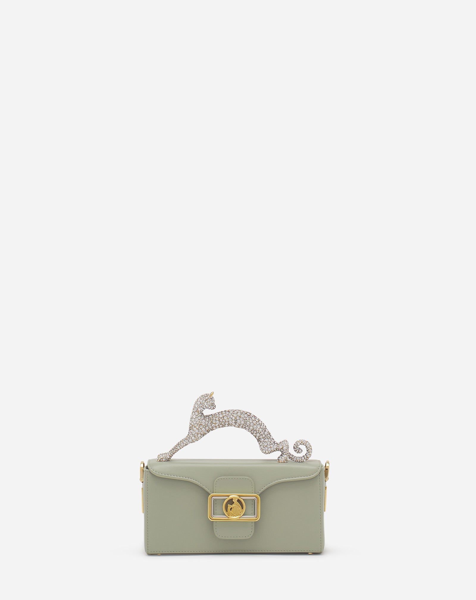 NANO PENCIL CAT BAG IN LEATHER AND RHINESTONES