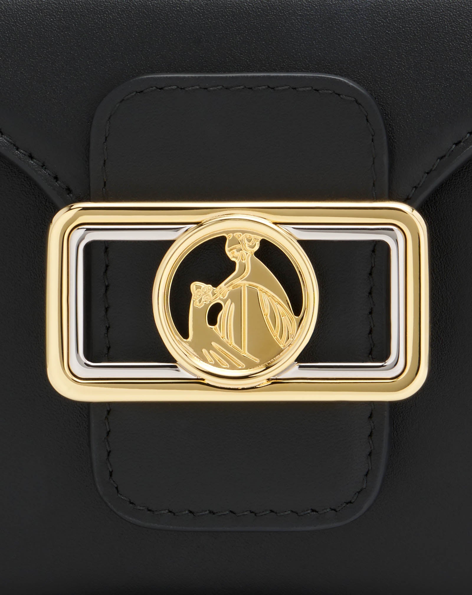 BLACK PENCIL CAT NANO BAG IN LEATHER AND RHINESTONES