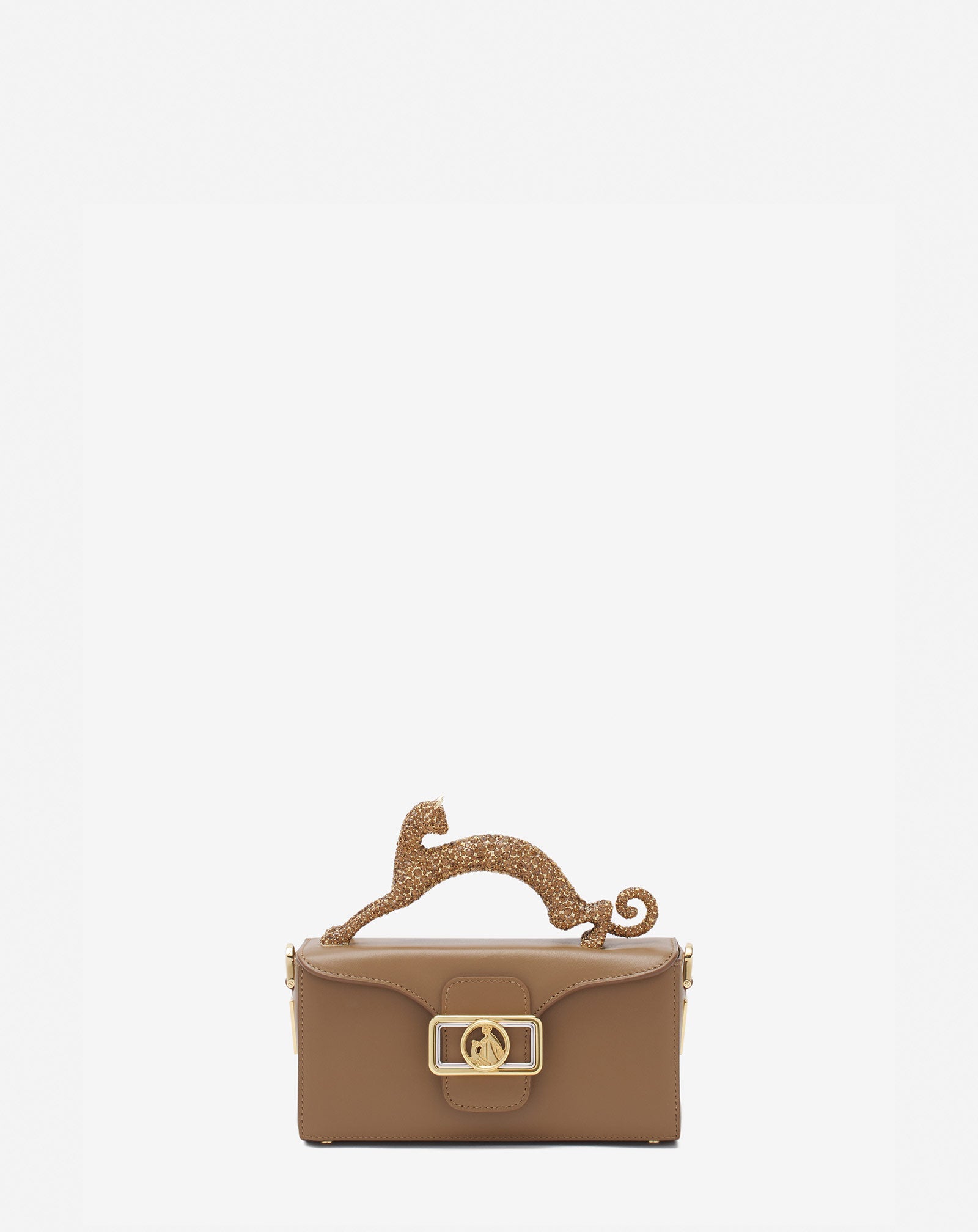 NANO PENCIL CAT BAG IN LEATHER AND RHINESTONE
