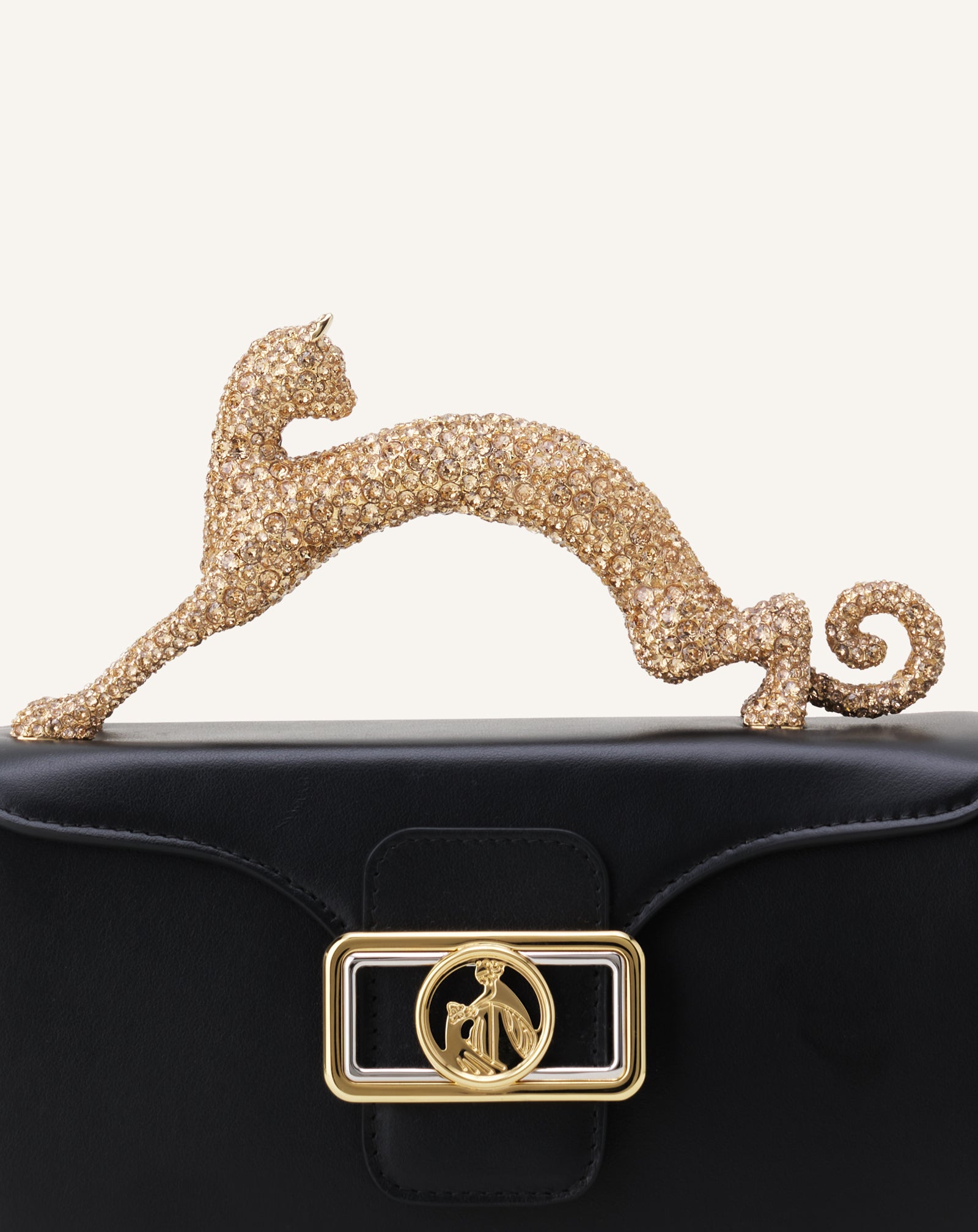 LEATHER NANO PENCIL CAT BAG WITH RHINESTONES