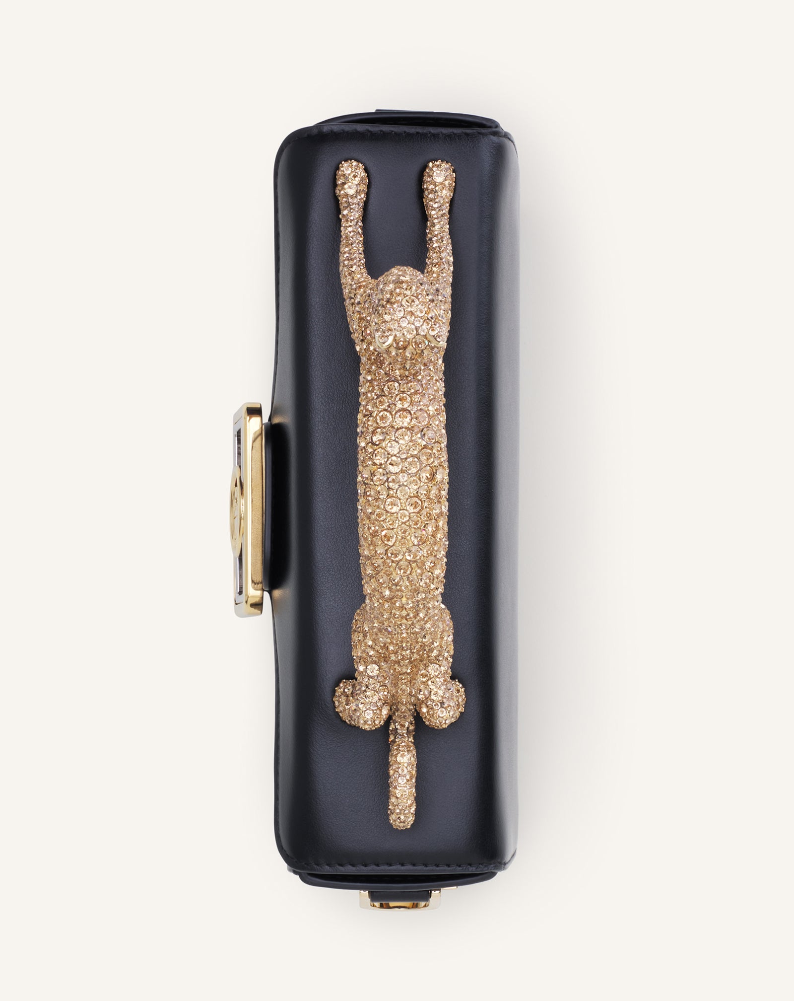 LEATHER NANO PENCIL CAT BAG WITH RHINESTONES