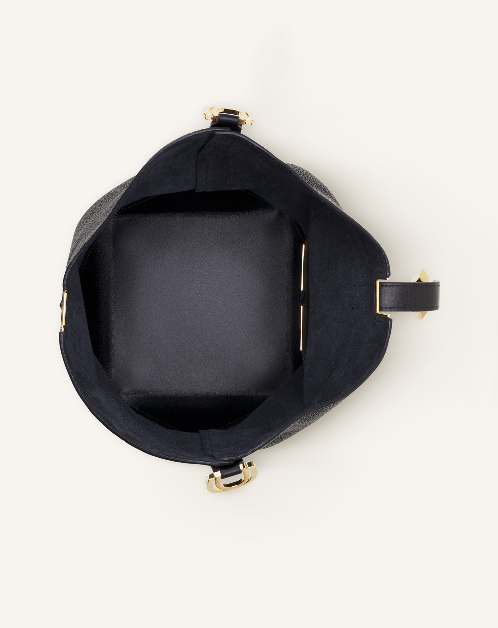 BLACK CATCH BY LANVIN BUCKET BAG IN GRAINED LEATHER