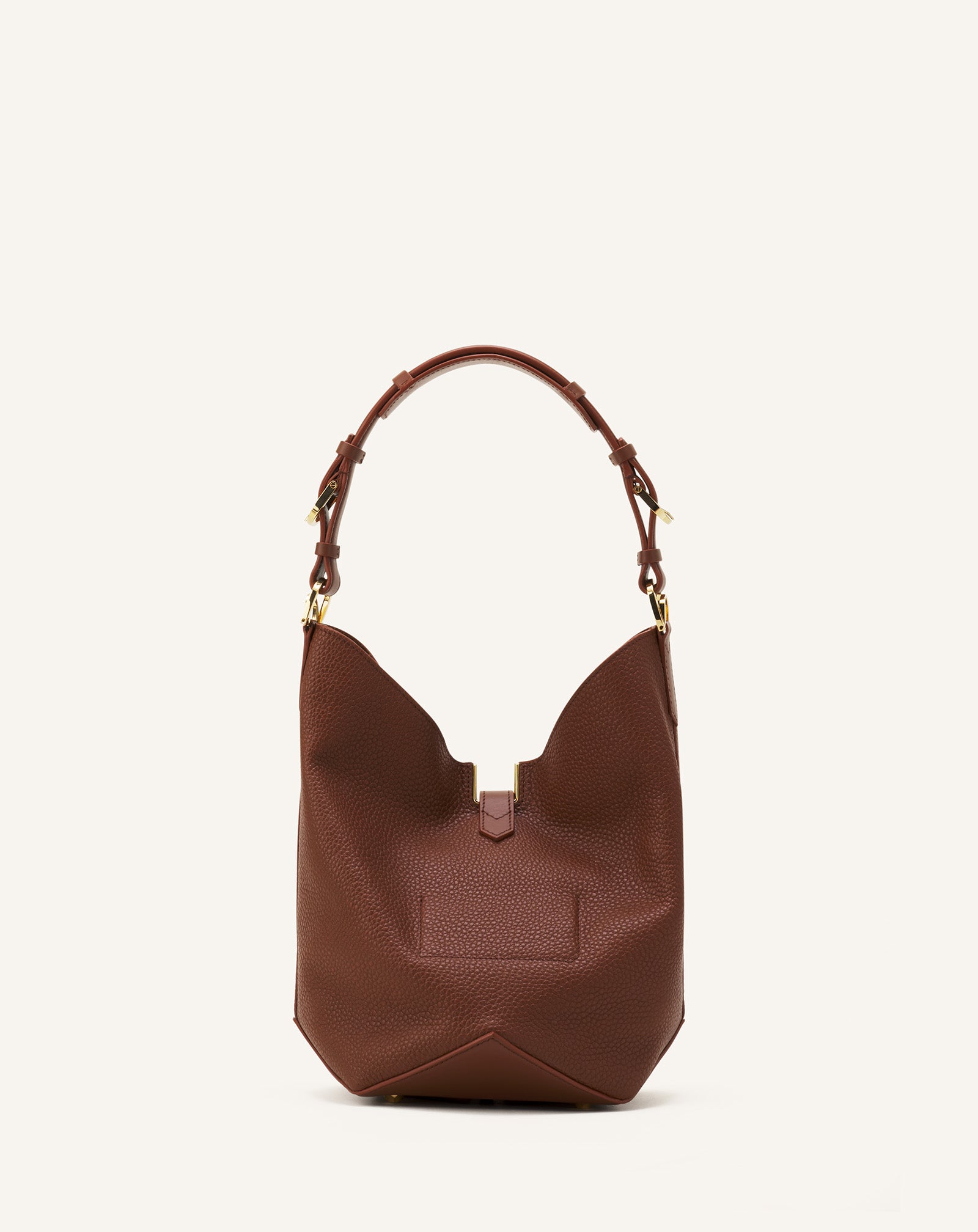 BROWN CATCH BY LANVIN MEDIUM BUCKET BAG IN GRAINED LEATHER