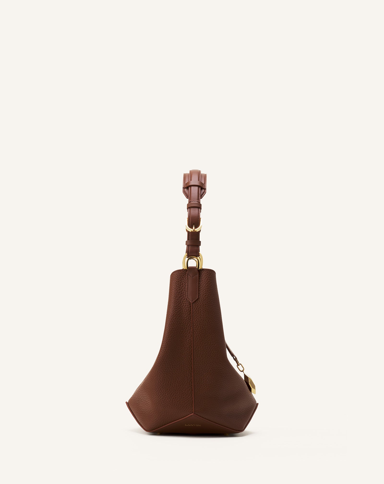 BROWN CATCH BY LANVIN BUCKET BAG IN GRAINED LEATHER