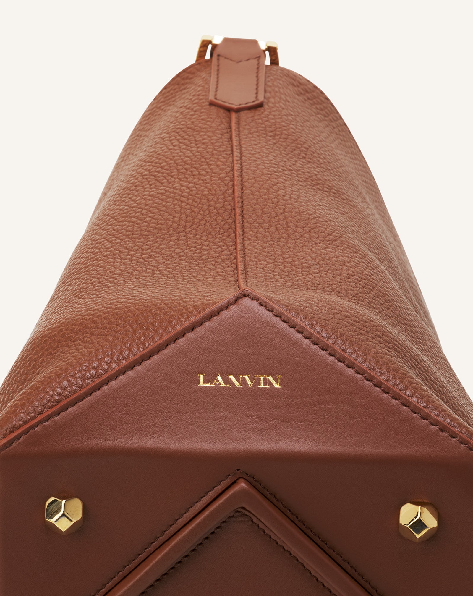 BROWN CATCH BY LANVIN MEDIUM BUCKET BAG IN GRAINED LEATHER