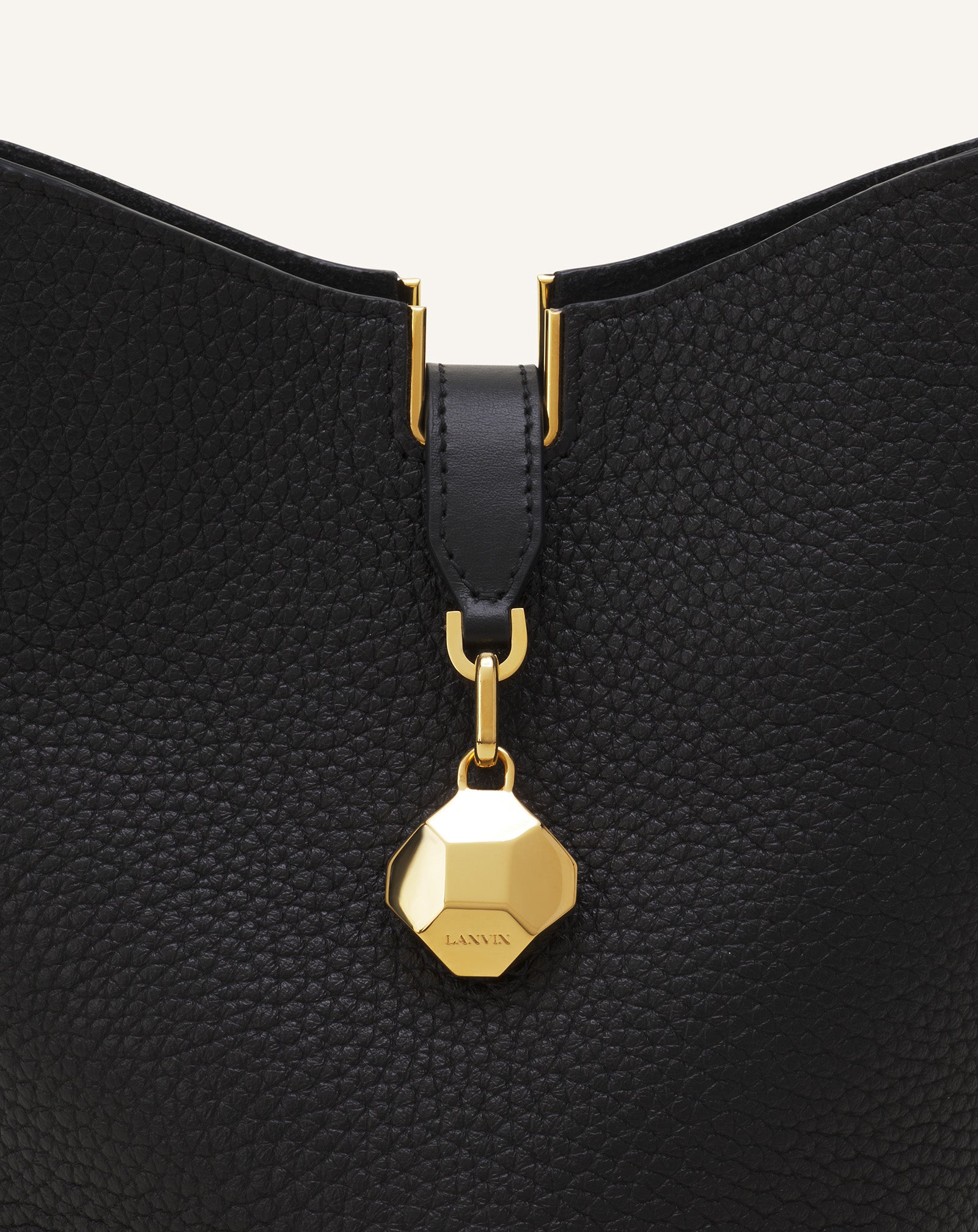 BLACK CATCH NANO BY LANVIN LEATHER BUCKET BAG