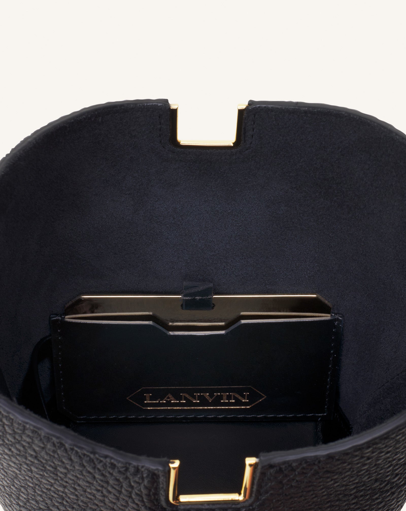 BLACK CATCH NANO BY LANVIN LEATHER BUCKET BAG